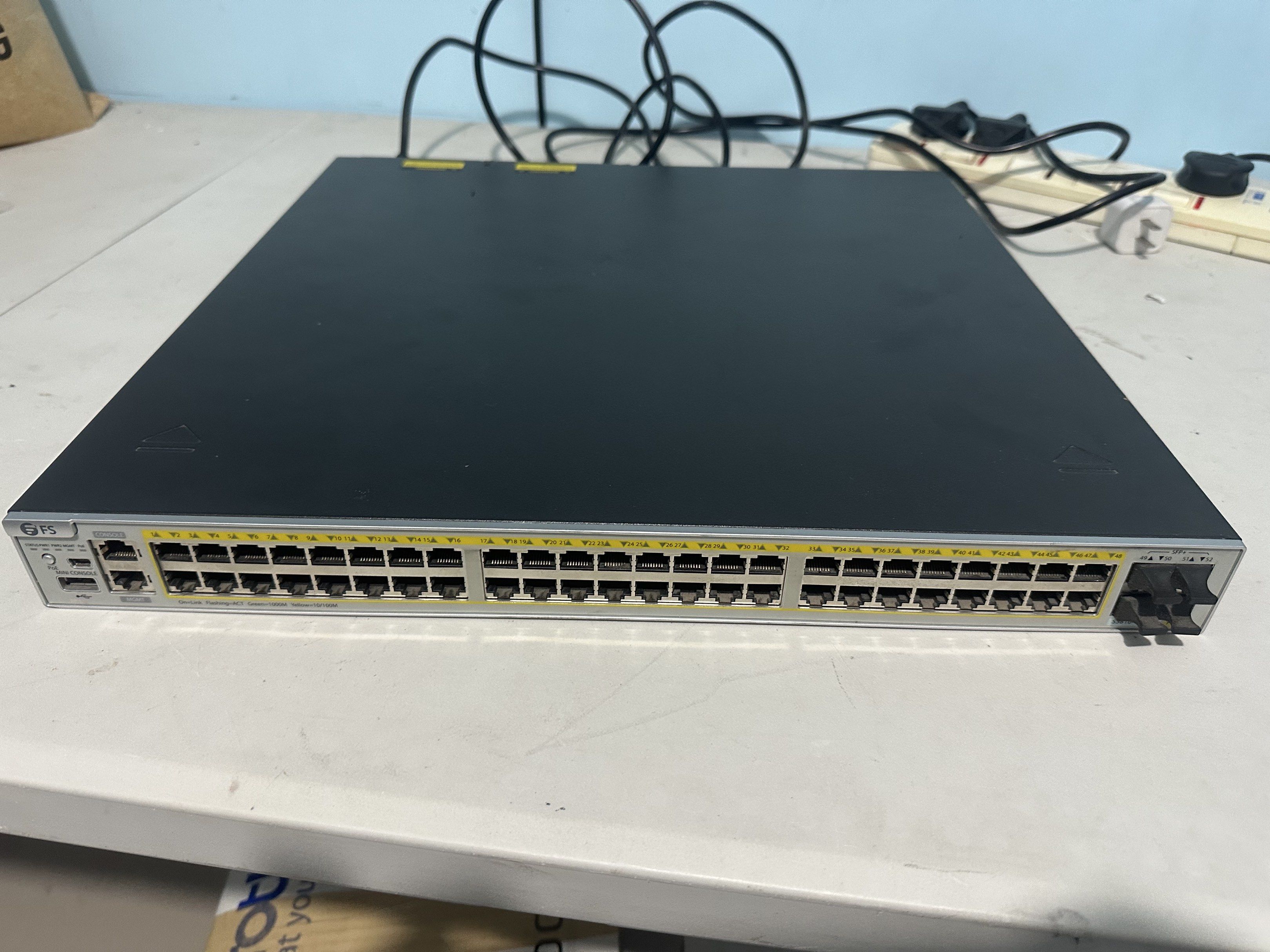FS Gigabit Ethernet Smart Switch (Category: Networking) located in Bulacan. Submitted by shinjuku99 (Listing ID 1419438081, Image 3). Description: High-End Switch- For Serious buyer only rfs: BPO deal went sour so need to close the office and liquidate all equipments used only for a year and contract was not renewed by client Product Highlights Up to 48 PoE+ Ports, 30W Per Port & Total Budget 740W Broadcom BCM56340 Chip, Support 8 Units Stacking 
