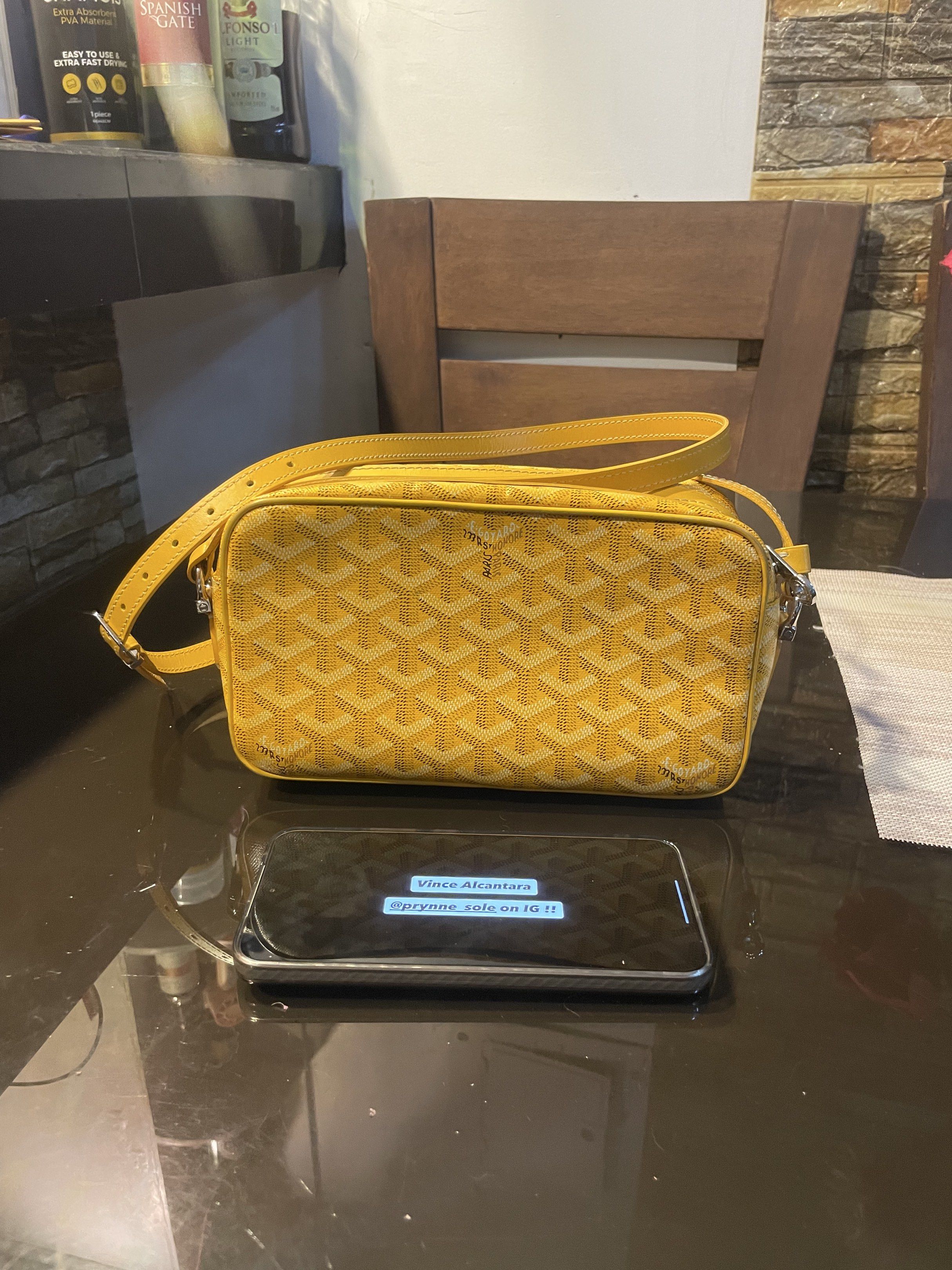 Goyard Camera Bag Yellow (Category: Luxury Bags & Wallets) located in Las Pinas. Submitted by vinalcantara (Listing ID 1419492293, Image 2). Description: - For Steal / Trade !! Goyard Capvert PM Bag Good condition / bag only Php 110,000 Will send detailed pics upon request ✔️ ✅ Terms/Layaway 📍 Loc/Meet ups: Las Piñas 💸 BDO or Gcash 🚚 Lalamove/LBC ✔️ Unli vouch and legit check @Prynne_sole on IG! Dm to purchase!.