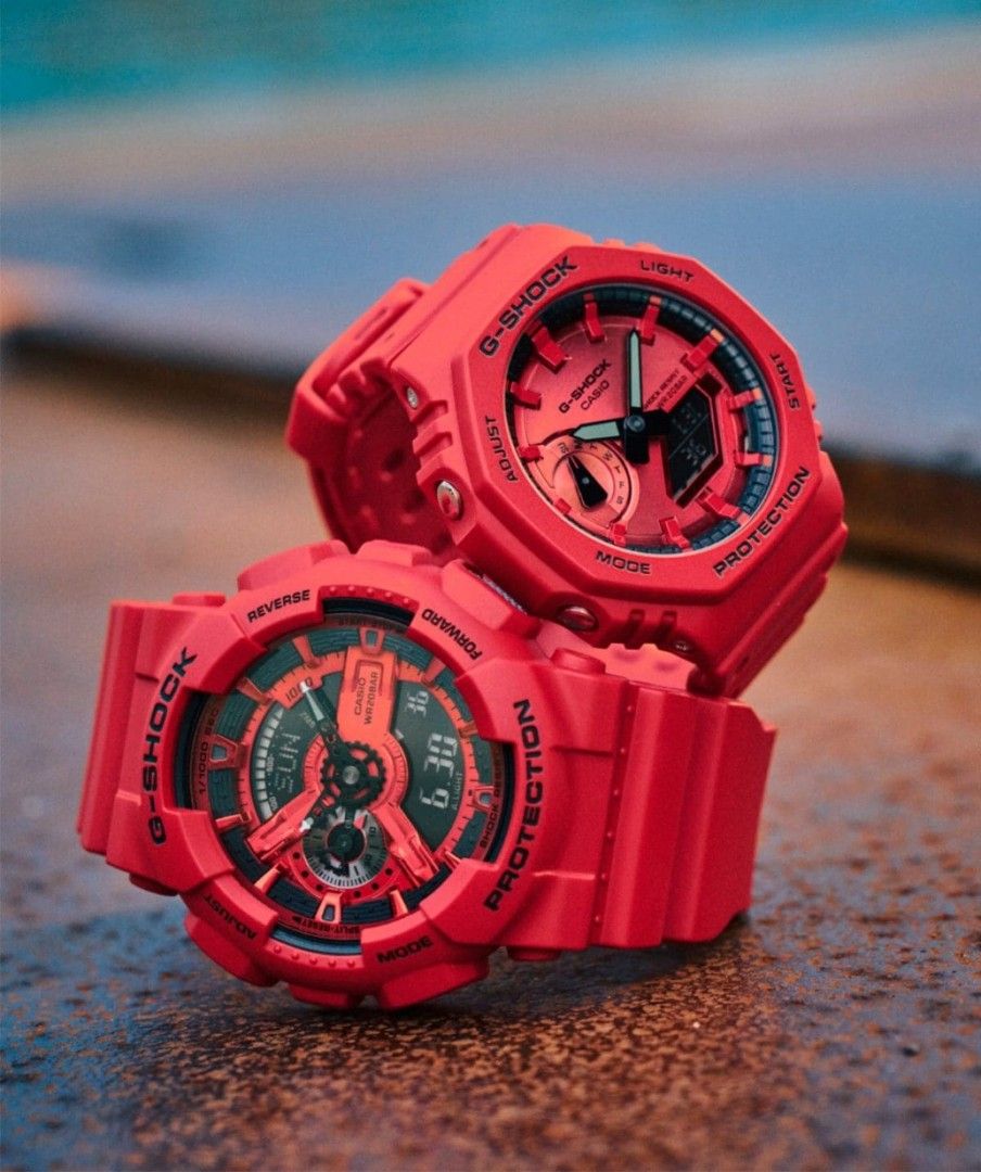 G-Shock Casio Iconic Red Series Analog Digital Watch GA-2100RRB-4ADR ...