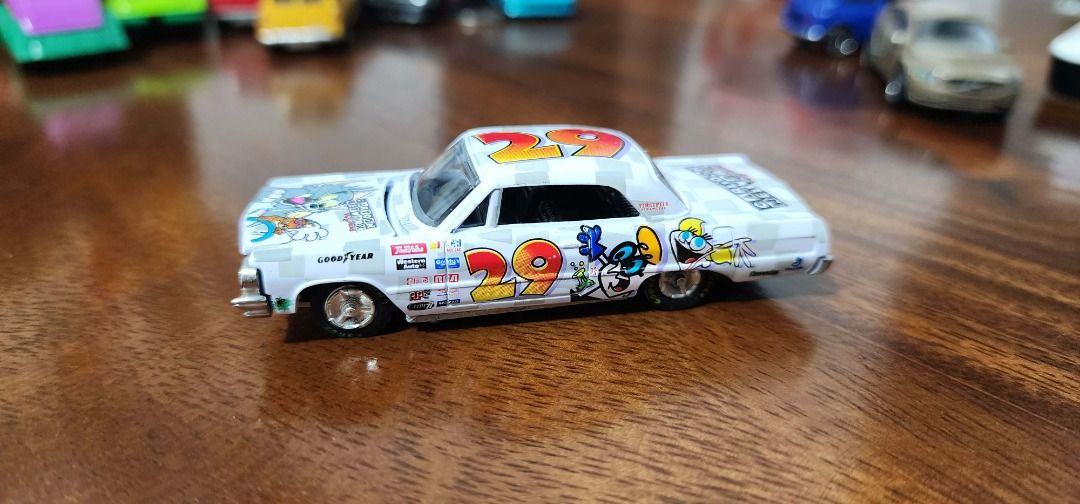 Johnny Lightning 64 Chevy Impala dexter's laboratory (Category: Vehicle & Diecast Models) located in Quezon City. Submitted by kinsenas (Listing ID 1419484924, Image 1). Description: Johnny Lightning 64 Chevy Impala dexter's laboratory 200 Rubber tires Loose MOP : gcash MOD : j&t, ggx, sdd makati/mandaluyong area .