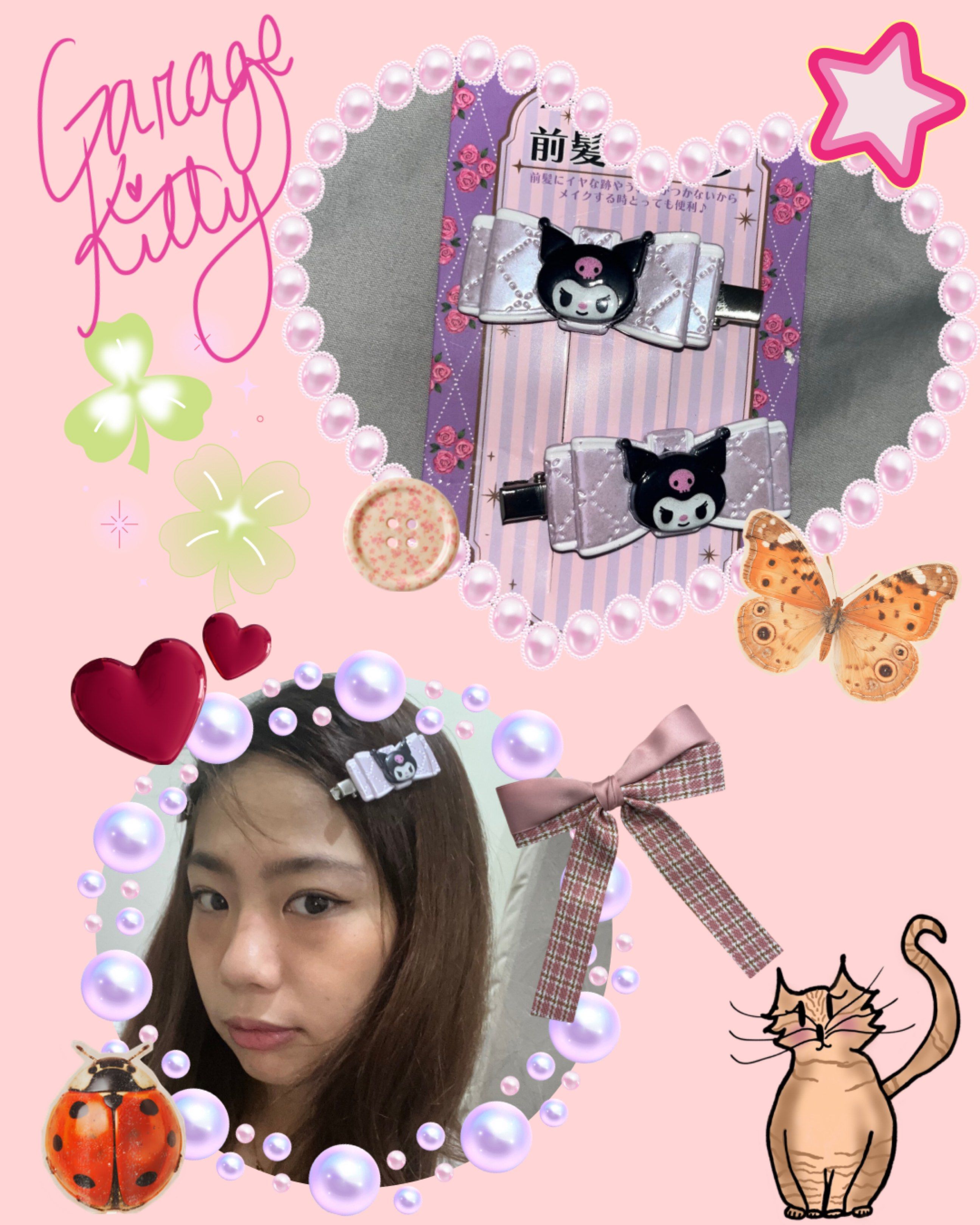Kuromi Bow Hair Clips (Category: Hair Accessories) located in Makati City. Submitted by hellogaragekitty (Listing ID 1419573755, Image 1). Description: - Adorable Kuromi bow hair clips brand new sanrio.
