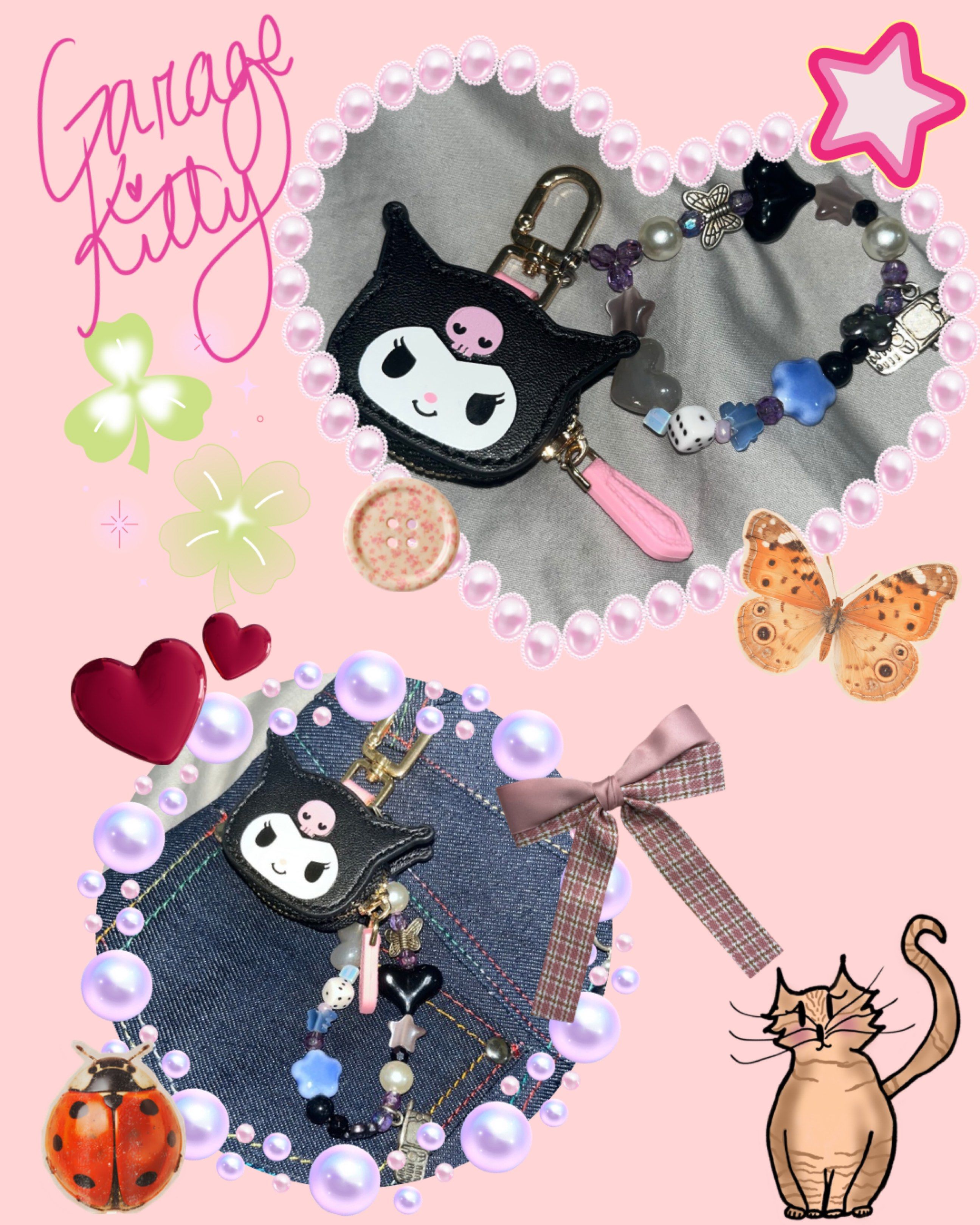 Kuromi coin pouch with Bead Charm (Category: Purses & Pouches) located in Makati City. Submitted by hellogaragekitty (Listing ID 1419573455, Image 1). Description: KUROMI COIN PURSE KEYCHAIN CHARM mine 349 lock 369 Reminders! ~ this item is handmade with mix of new and recycled products (specifically beads and trinkets) please set expectations accordingly 🧚🏼‍♀️ ~ color and material might differ on actual due to lighting and etc., rest assured w