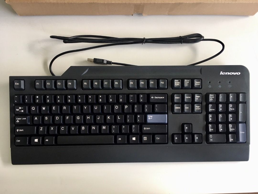 Lenovo Preferred Pro USB Keyboard 73P5220 (Category: Computer Keyboard) located in Paranaque City. Submitted by subriocomputertrading (Listing ID 1419511566, Image 3). Description: •Quiet 104-key full-size layout (includes three Windows keys) •Three levels of keyboard tilt •Common Windows shortcuts are highlighted on key skirts helps improve productivity •USB-attach •Keyboard USB cable length: 2.0 m (6.56 feet) •Choice of multiple keyboard langua