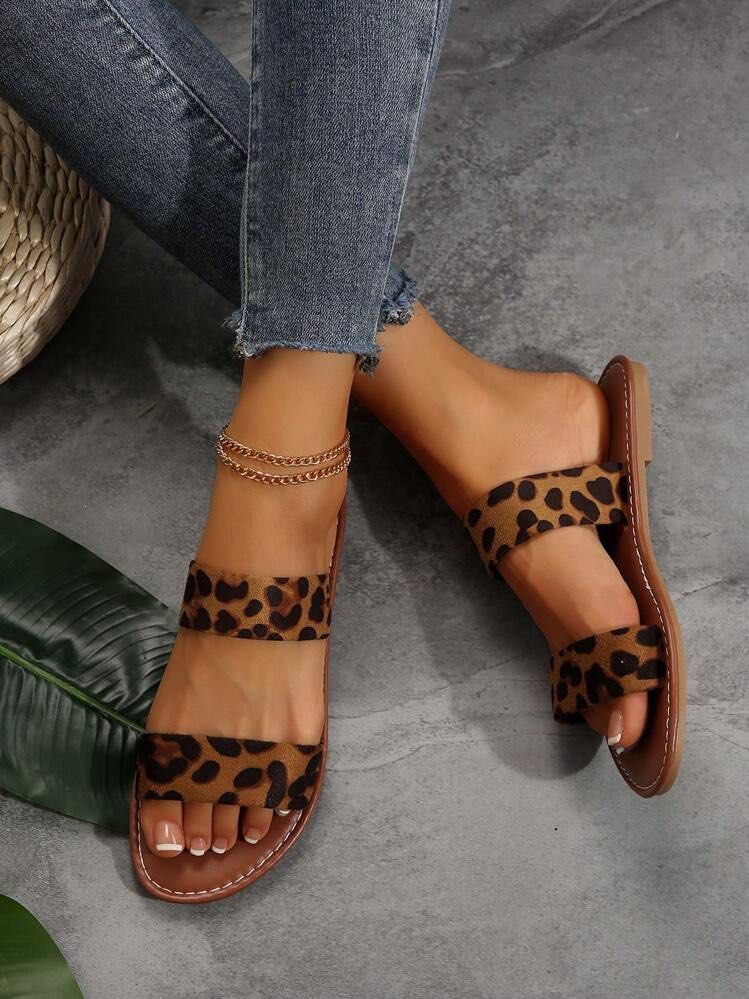 Leopard Print flat Sandals (Category: Flats & Sandals) located in Quezon City. Submitted by vnc.fashion.shop (Listing ID 1419511676, Image 1). Description: Sandals leopard Size On 🏷️ :38 In cm📏:24 Best fit✨: Height in Inches 👠: Price💲:300 - Leopard print sandals - Two straps design - Brown sole - Comfortable for casual wear - Easy slip-on style.