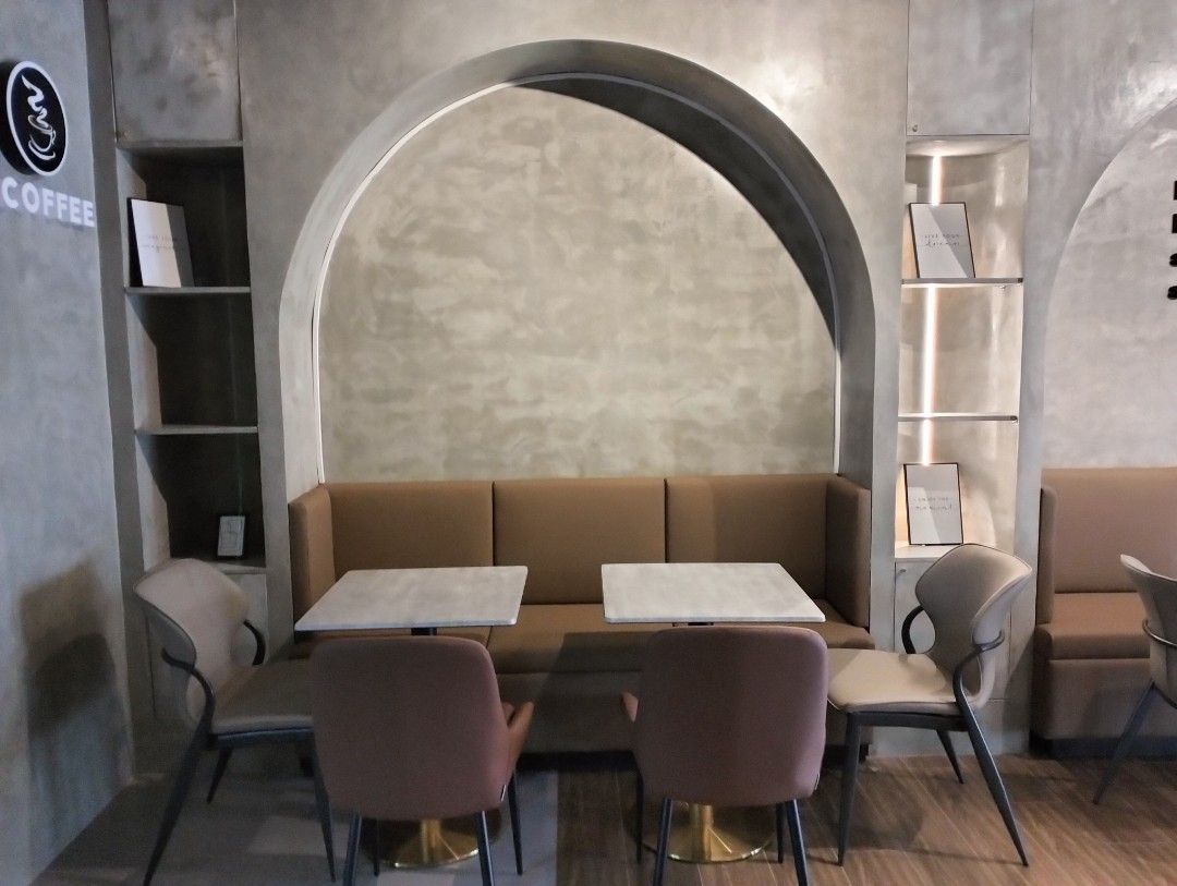 Manny's Decor and General Upholstery (Category: Chairs) located in Manila. Submitted by olxph_102891822 (Listing ID 1419584019, Image 1). Description: - Custom-made cafe booth seating - Brown leather-like material - Built-in storage compartment with hinged doors - Comfortable backrest and side panels - Designed for cafes and restaurants - Seats multiple people - Stylish design - We accept customize sofa set, Curtains, Roll up blinds, Re upholster