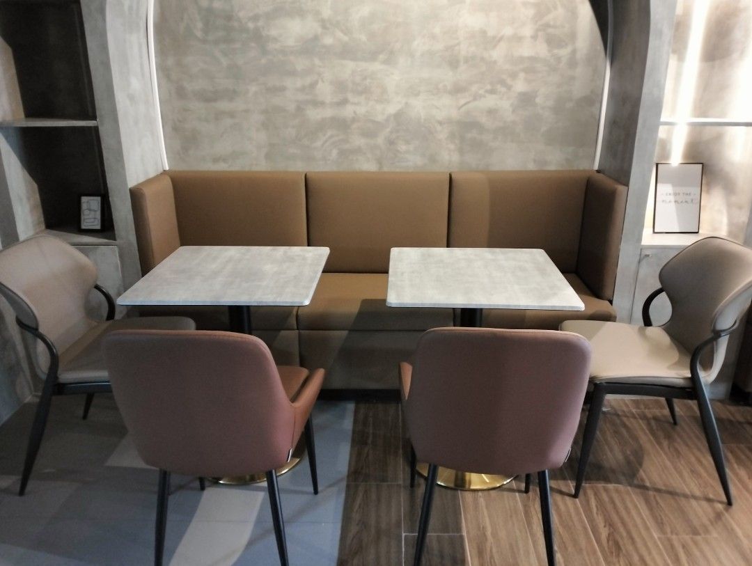Manny's Decor and General Upholstery (Category: Chairs) located in Manila. Submitted by olxph_102891822 (Listing ID 1419584019, Image 2). Description: - Custom-made cafe booth seating - Brown leather-like material - Built-in storage compartment with hinged doors - Comfortable backrest and side panels - Designed for cafes and restaurants - Seats multiple people - Stylish design - We accept customize sofa set, Curtains, Roll up blinds, Re upholster