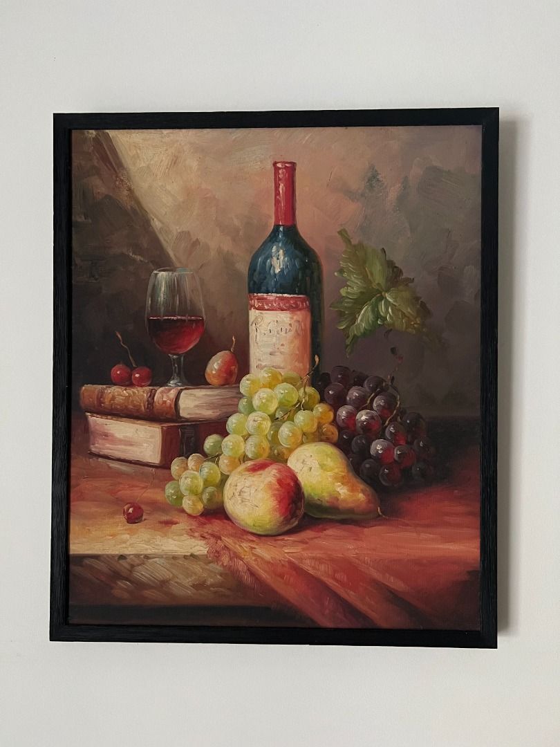 Oil Painting - Still Life with Wine and Fruit, Hobbies & Toys, Art ...