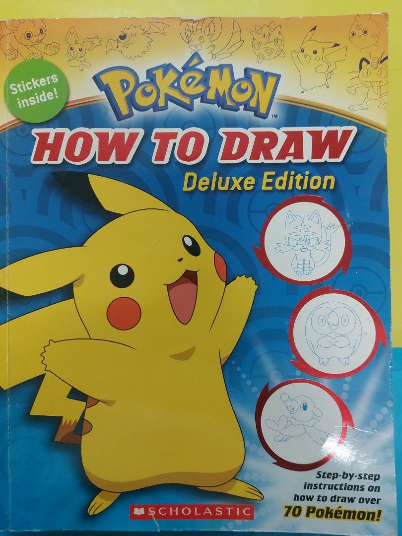 Pokemon How to Draw Deluxe Edition (Category: Children's Books) located in Quezon City. Submitted by biblionatic (Listing ID 1419506433, Image 1). Description: Learn to draw over 70 Pokemon with this deluxe edition drawing book! Includes step-by-step instructions. Features various Pokemon like Pikachu, Charmander, Bulbasaur, and Squirtle. Also includes stickers. Perfect for aspiring artists and Pokemon fans. Great for kids and adults alike..