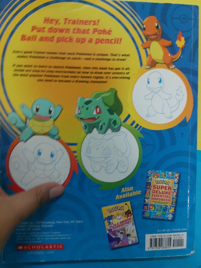 Pokemon How to Draw Deluxe Edition (Category: Children's Books) located in Quezon City. Submitted by biblionatic (Listing ID 1419506433, Image 2). Description: Learn to draw over 70 Pokemon with this deluxe edition drawing book! Includes step-by-step instructions. Features various Pokemon like Pikachu, Charmander, Bulbasaur, and Squirtle. Also includes stickers. Perfect for aspiring artists and Pokemon fans. Great for kids and adults alike..