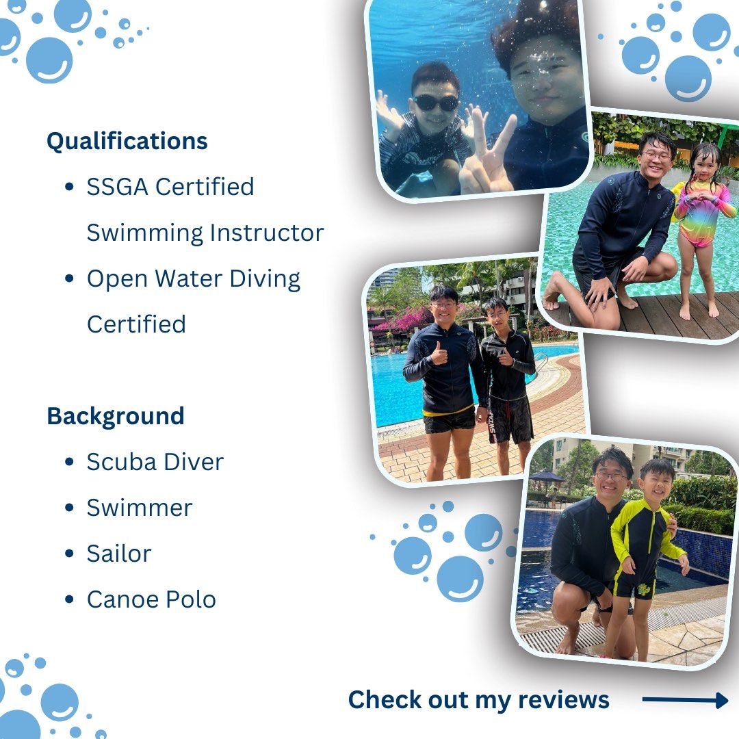 Private Swimming Lesson | Adults & Children | Swim Lesson | Swim Coach| Swimming instructor | swim | diving | swimming | Private Instructor (Category: Sport & Fitness Classes) located in Singapore. Submitted by swimwdenzel (Listing ID 1259984958, Image 3). Description: Hi, I'm Denzel See Do you want to pick up an essential life skill? Swimming would help you in your fitness and it's an important skill that everyone should have. Contact me and let