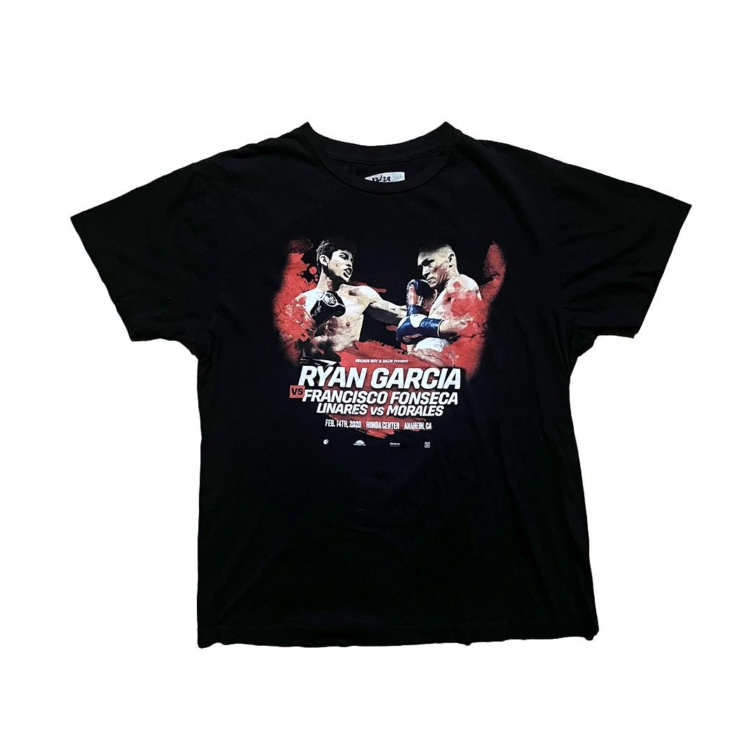 2020 Valentine's Day Promo Tee (Category: Tshirts & Polo Shirts ) located in Batangas. Submitted by ukayro (Listing ID 1419473359, Image 1). Description: Ryan Garcia vs. Francisco Fonseca Boxing 2020 Valentine's Day Promo Tee Front & Back Graphics Size: Large Measurements: • Width: 22 in • Length: 28 in Condition: Pre-owned, Thrifted Issue: Hairlines, Stains.