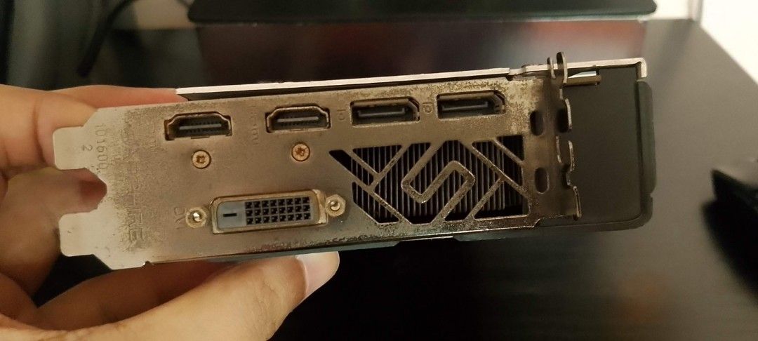 Sapphire Nitro+ RX 580 8GB Graphics Card (Category: Computer Parts) located in Las Pinas. Submitted by huginn06 (Listing ID 1419439925, Image 2). Description: Title: Sapphire Nitro+ RX 580 8GB – DEFECTIVE / FOR PARTS Description: • Card powers on, fans spin, RGB lights up • No display • Gives GPU error code beep on POST • Cooler has 4GB label, card is RX 580 8GB • Previously purchased as refurbished unit • No further testing done Sold strictly AS