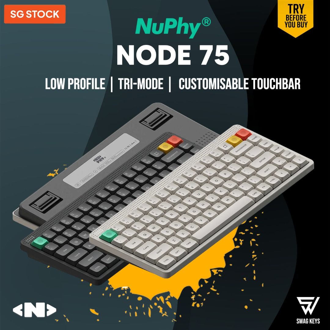 【SG】 NuPhy Node75 Node100 Low Profile Wireless Mechanical Keyboard Customisable Touchbar Gasket Mounted Node 75 100