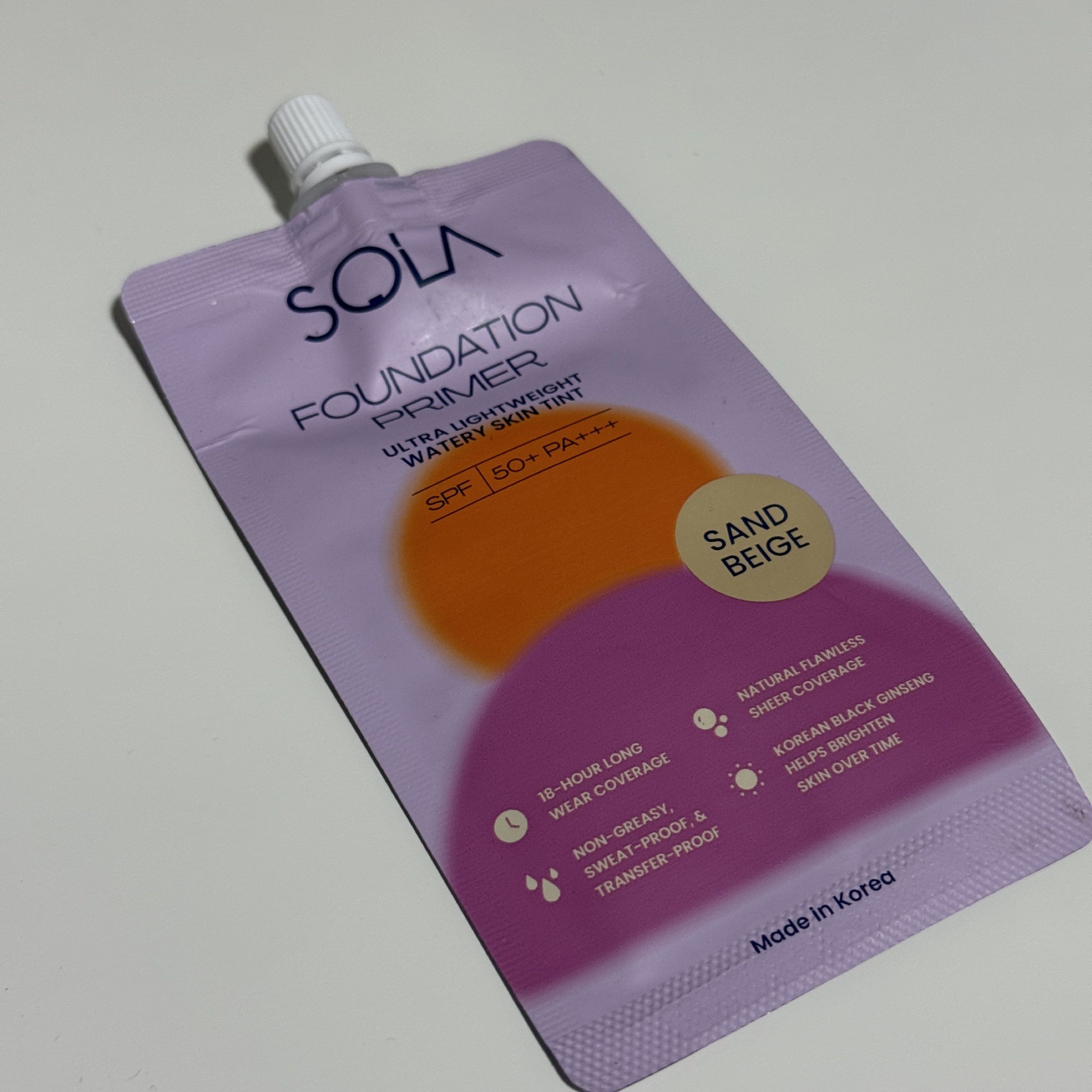 Sola Foundation Primer - Sand Beige (Category: Makeup) located in Marikina City. Submitted by cessneedscash (Listing ID 1419539877, Image 2). Description: - shade: Sand Beige - non-greasy, sweat-proof, and transfer-proof - natural flawless sheer coverage - rfs: wrong shade.