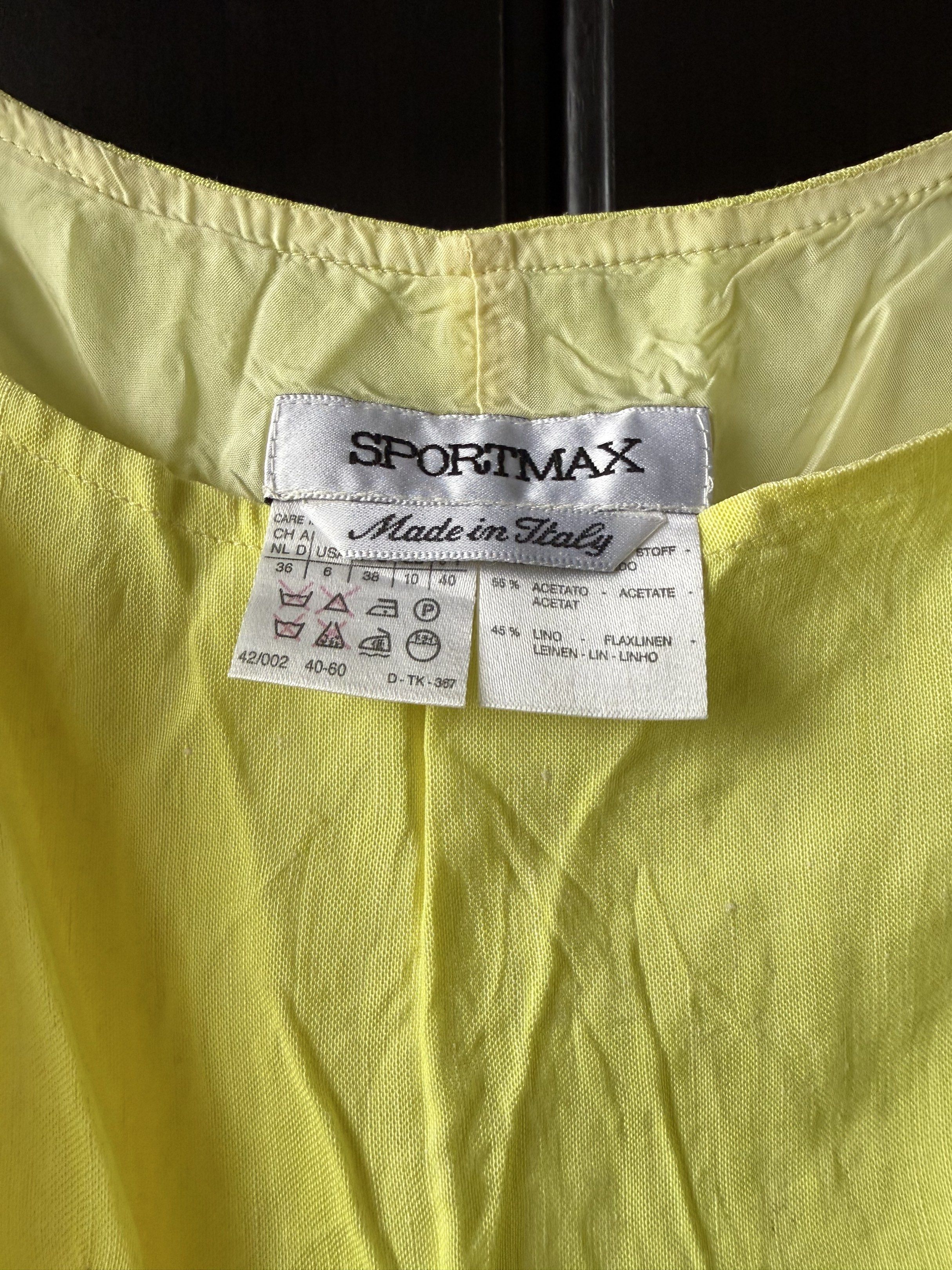 Sportmax Linen Dress (Category: Dresses) located in Quezon City. Submitted by secondsgon (Listing ID 1419542467, Image 2). Description: - Sportmax dress - Bright yellow color - Spaghetti strap design - Made in Italy - Size 36 (Italian) - Material: Linen and acetate -with barely noticeable stain 🏦Modes of Payment: GCASH BPI/VYBE BDO 📦Modes of Delivery: LBC - Nationwide shipping Grab/Lalamove - Same day delivery.