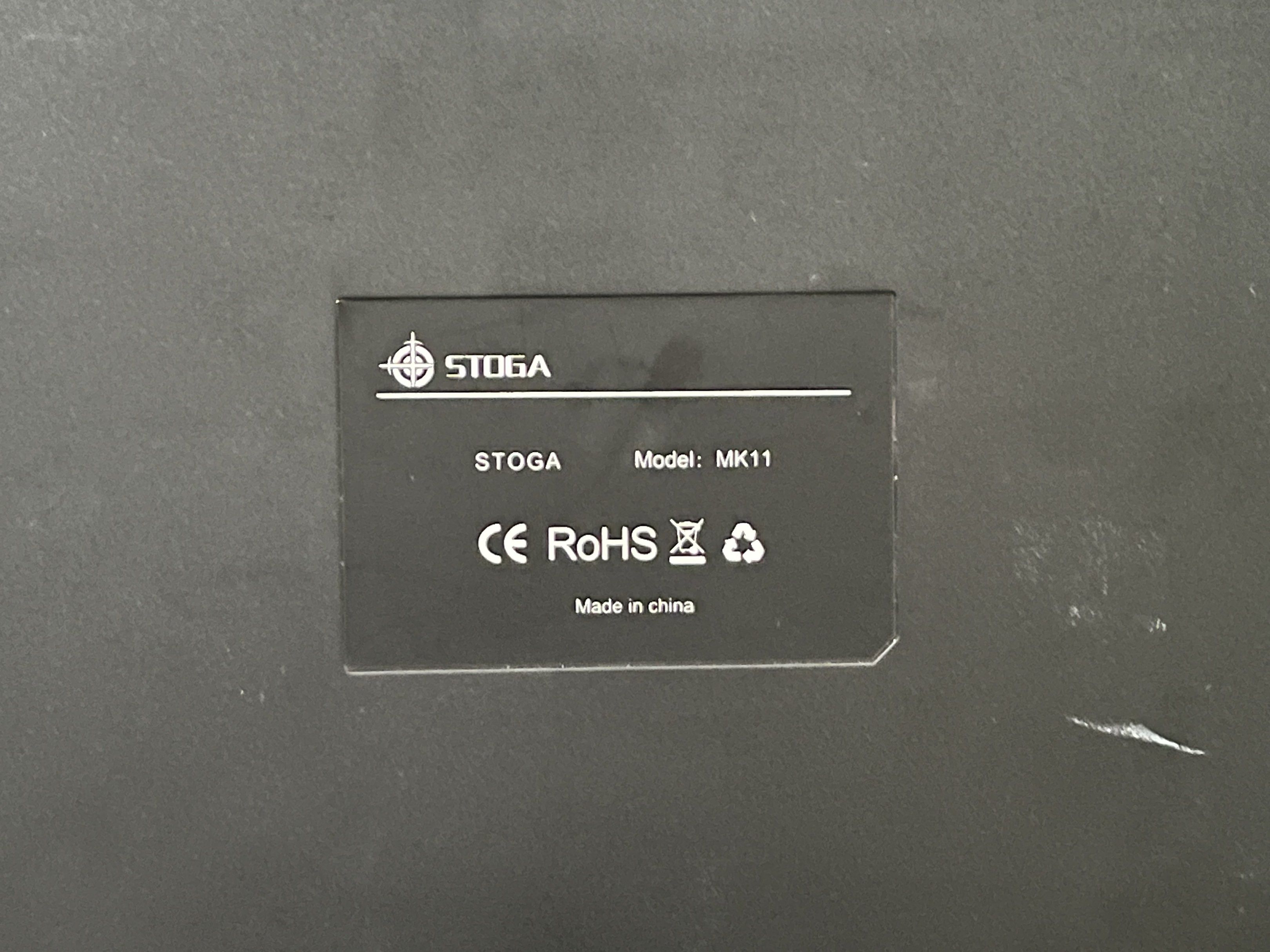 STOGA MK11 Mechanical Keyboard (Category: Computer Keyboard) located in San Pablo. Submitted by marxx222 (Listing ID 1419578656, Image 2). Description: - STOGA MK11 Mechanical Keyboard - Wired connection - Sleek black design - Retro round keycaps - Customizable RGB backlighting - Features a volume control knob - Designed for aesthetics and functionality.