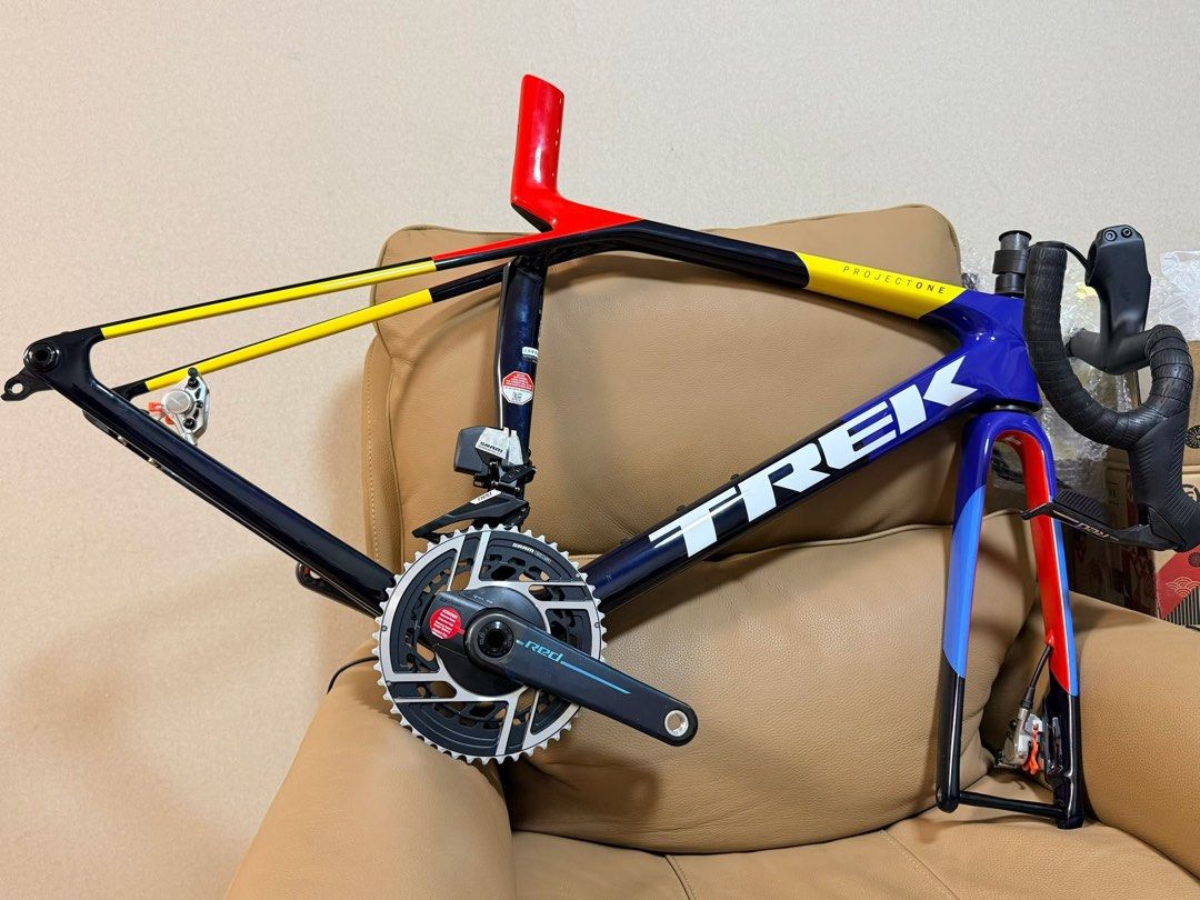 Trek Madone SLR Frameset + Integrated cockpit + SRAM Red E1 AXS Powermeter Groupset Frameset + Groupset bundle deal | Size S/M avail | DT Swiss | Bontrager | Roval CLX | Bora WTO Ultra | Lightweight Wheelset | Just missing wheels for complete build! (Category: Bicycles) located in Singapore. Submitted by echocycling (Listing ID 1419581263, Image 3). Description: What’s included - Frameset + SRAM Red E1 PWM Groupset + Trek integrated cockpit: $9,5
