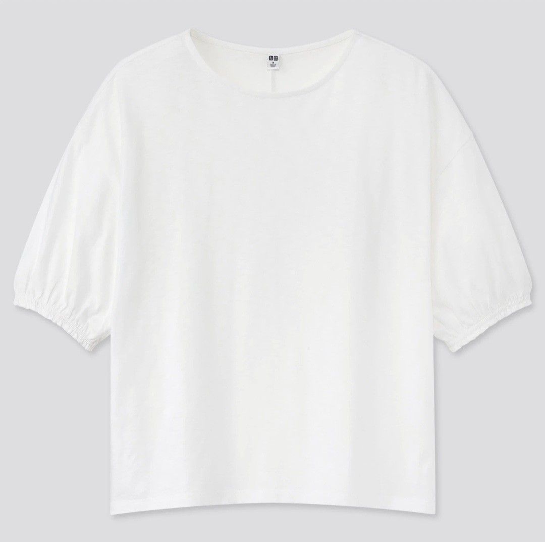 Uniqlo White Puff Sleeve Top (Category: Blouses) located in Balanga. Submitted by ms.parkfilter (Listing ID 1419533008, Image 1). Description: - Uniqlo top -SIZE SMALL ON TAG BUT CAN ALSO FIT TO MEDIUM - Classic round neck - Short puff sleeves - Solid white color - Lightweight fabric - Versatile for different outfits - Simple and clean design.