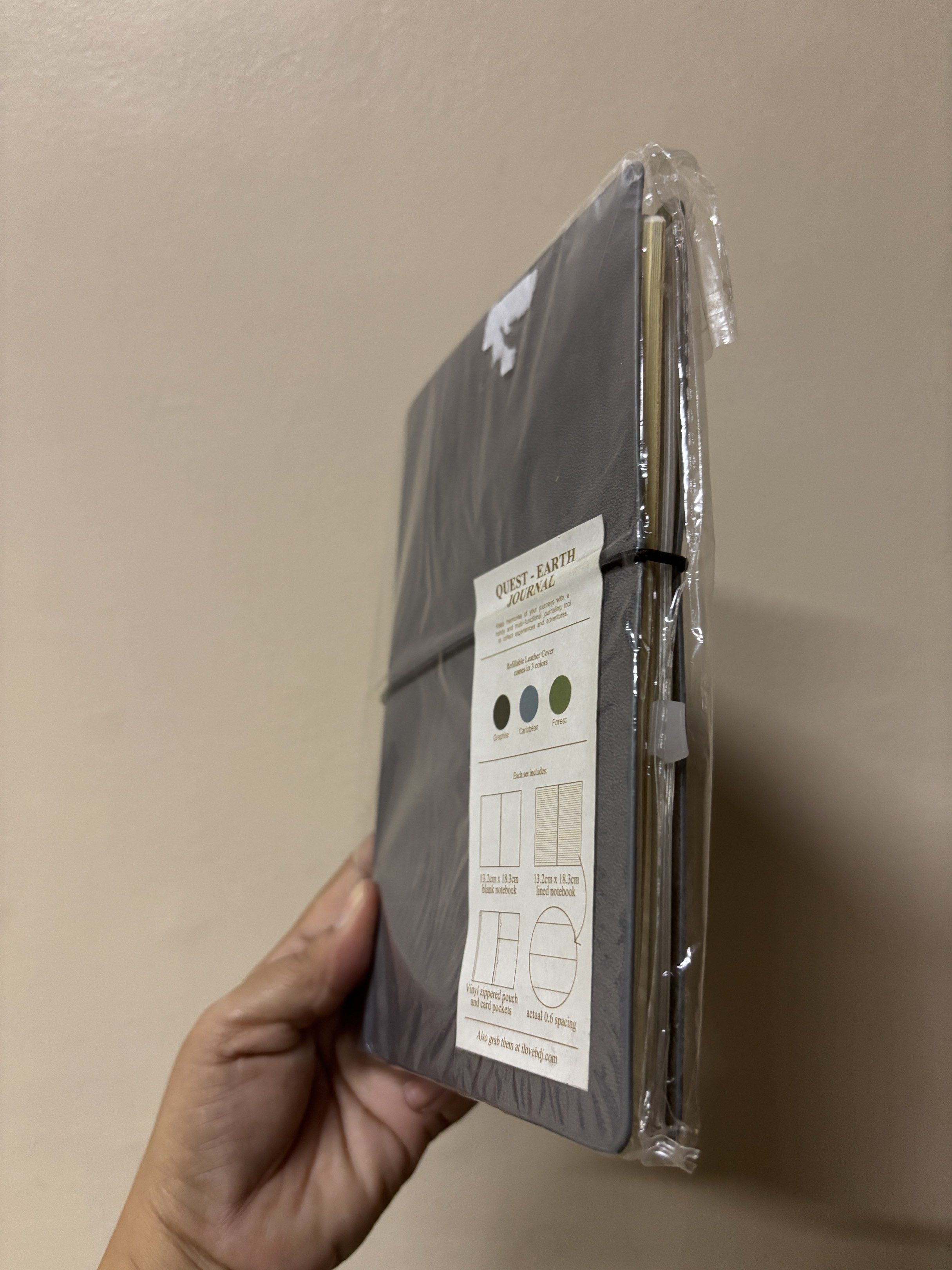 Viviamo Quest Earth Leather Journal Graphite (Category: Stationery & School Supplies) located in Quezon City. Submitted by ghieshopppps (Listing ID 1419511904, Image 2). Description: Original Tag Price : P480.00 Size : 14.5 x 19.5 cm Refillable Leather Cover - Blank Notebook 13.2 cm x 18.3 cm - Dot Notebook 13.2 cm x 18.3 cm Vinyl zippered pouch and card pockets Keep memories of your journeys with a handy, multi-functional journaling tool to coll