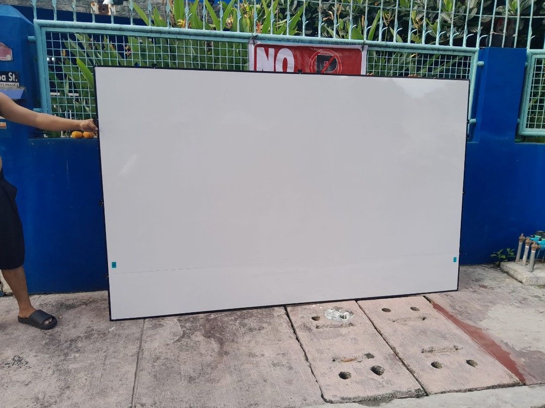 Whiteboard with Stand - Various Sizes (Category: Office Furniture & Fixtures) located in Binan City. Submitted by plesisrhin96177 (Listing ID 1419440831, Image 2). Description: Whiteboards available in various sizes, including 3x4, 4x8, and 3x6 ft. Some boards come with stands and are non-magnetic. Multiple units are available. Perfect for classrooms, offices, or home use. The boards have a white surface and are framed with a silver border. Some 