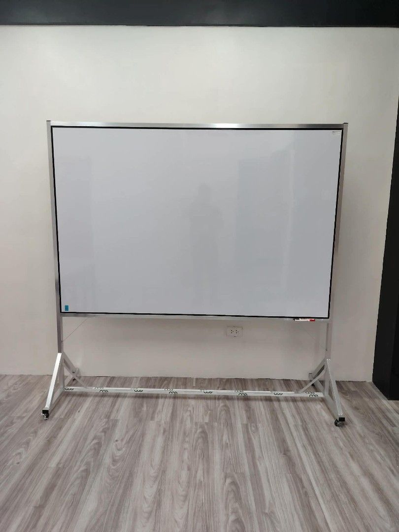 Whiteboard with Stand - Various Sizes (Category: Office Furniture & Fixtures) located in Binan City. Submitted by plesisrhin96177 (Listing ID 1419440831, Image 1). Description: Whiteboards available in various sizes, including 3x4, 4x8, and 3x6 ft. Some boards come with stands and are non-magnetic. Multiple units are available. Perfect for classrooms, offices, or home use. The boards have a white surface and are framed with a silver border. Some 