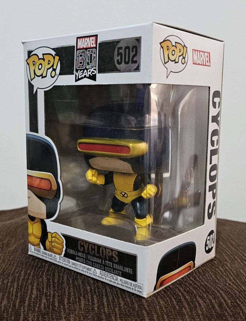 X-Men CYCLOPS 502 (authentic) (Category: Figurines & Statues) located in Manila. Submitted by mikfab (Listing ID 1419441416, Image 2). Description: Authentic Funko Pop X-Men Cyclops 502 in mint condition with protective box. Box 10/10..
