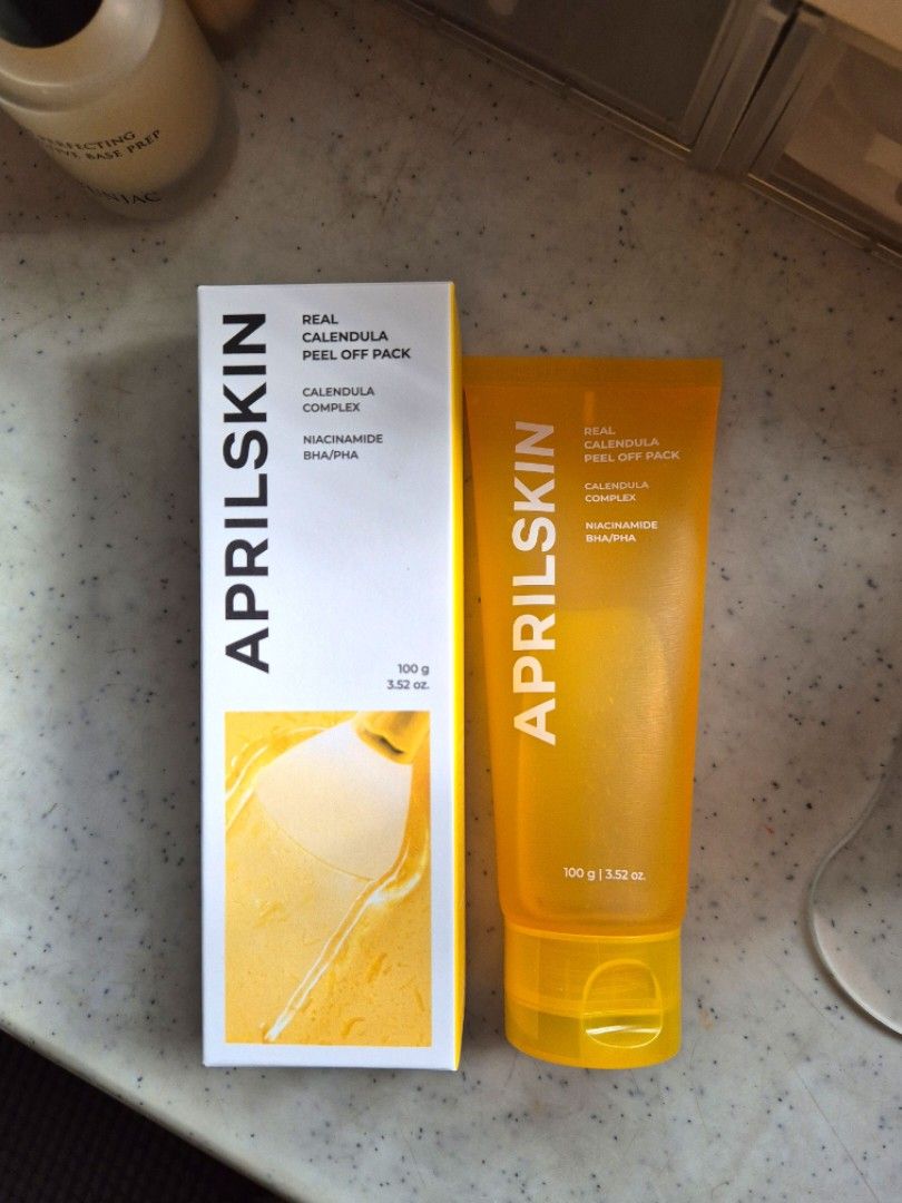 APRILSKIN calendula peel off pack (expiring 10/2026) (Category: Face Care) located in Agdangan. Submitted by krys2008 (Listing ID 1419594568, Image 1). Description: APRILSKIN calendula peel off pack all brand new (box is not sealed, but the product itself is sealed) ED: 23 Oct. 2026 mop: gcash pickup: laguna area rfs: decluttering extra skincare.