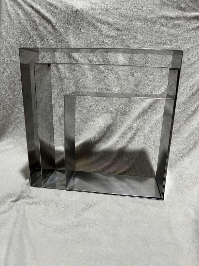 Cake Frames (Category: Bakeware) located in Singapore. Submitted by bluechicken (Listing ID 1419758591, Image 1). Description: Square (3 sizes) - height 3 inch 7 inch, 9 inch & 10 inch Circle (2 sizes) - height 3 inch 7 inch and 10 inch Heart (1 size) - height 2 & 1/2 inch 6 inch 5 each .