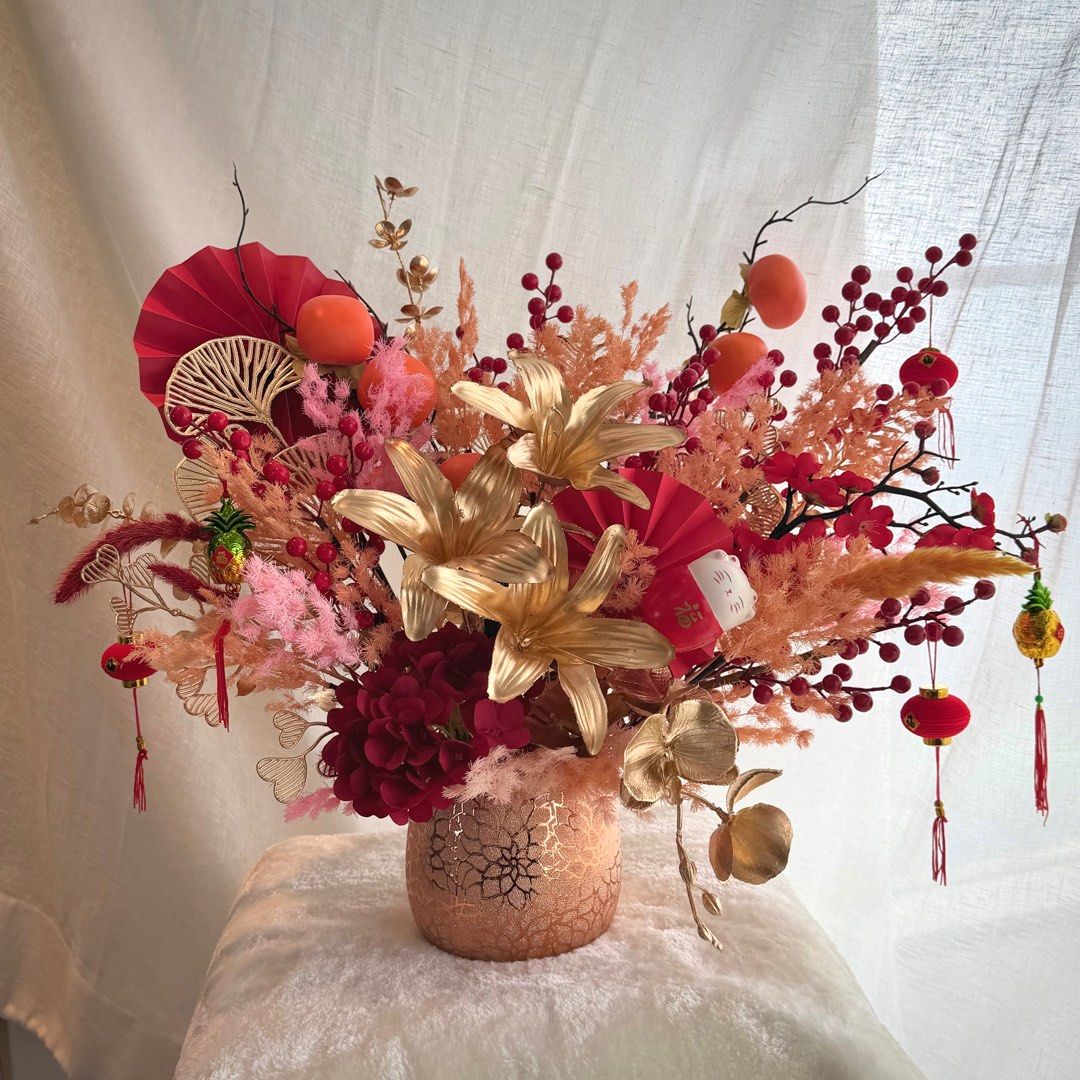 CNY Flower Arrangement (Large) | Preserved & Faux Florals | Unique ...