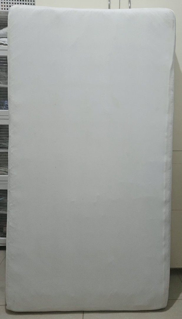 Cuddlebug Cool Comfort Crib Mattress w/ Protector & Sheets (Category: Cots & Cribs) located in Makati City. Submitted by xzyche (Listing ID 1419779771, Image 1). Description: - Barely used (LO didn't like the crib) - White crib mattress - Standard size - Quilted top - Designed for cribs PVC / Vinyl free waterproof cover - Fits all U.S. Standard-sized cribs and toddler frames - Mattress dimensions: 52" x 28" x 6" thick - with Joyce & Diana mattres