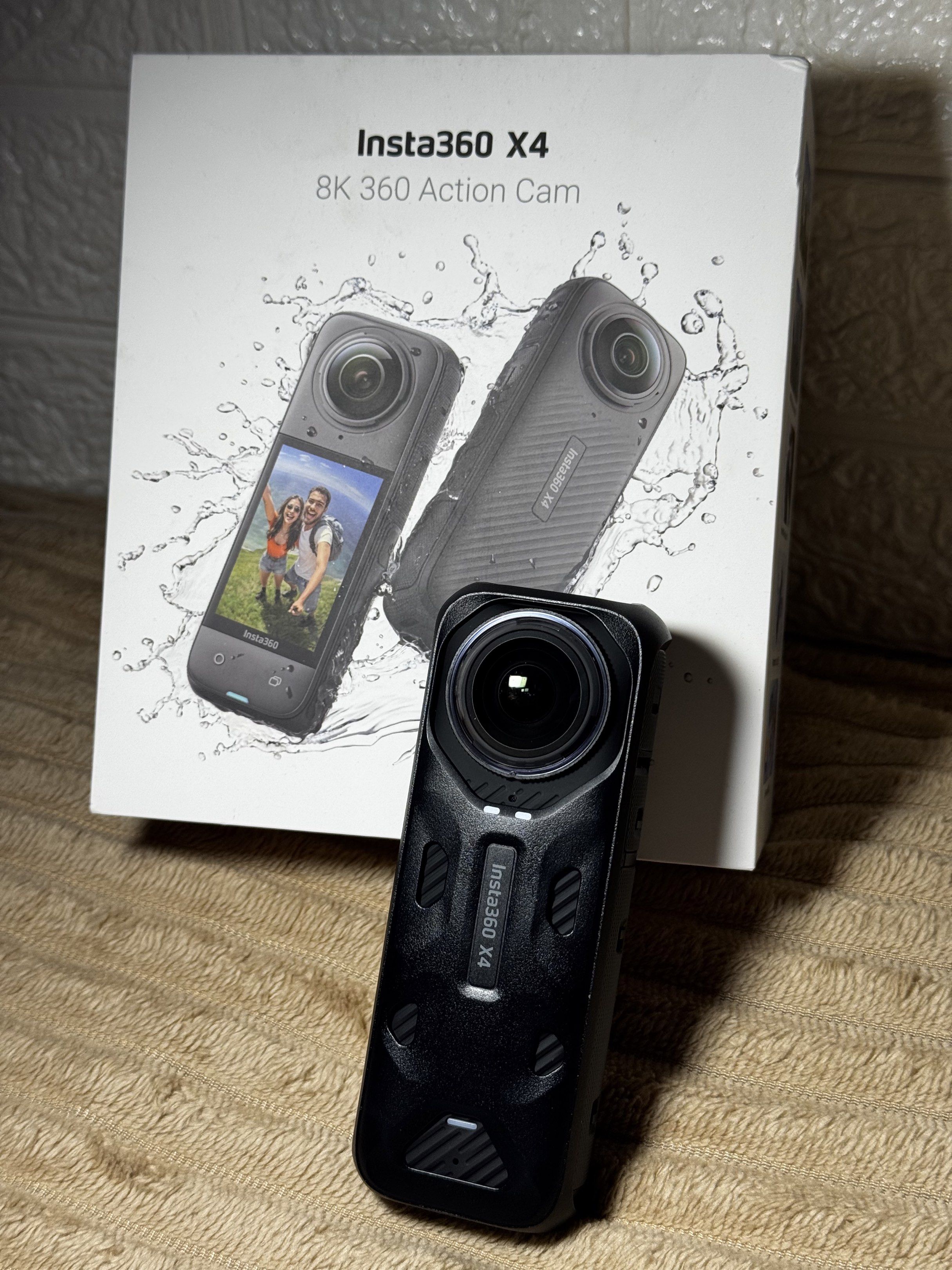 Insta360 X4 with accessories (Category: Cameras) located in Valenzuela. Submitted by cheskeyk.1 (Listing ID 1419726747, Image 2). Description: Insta360 X4 (with lens guard) Pouch USB-C cable Thermo grip cover 2 Battery 256gb memory card Lens Cap Invi dive case Floating handle grip 85cm selfie stick w/ sleeeve Carry case All accessories are Insta360 brand.