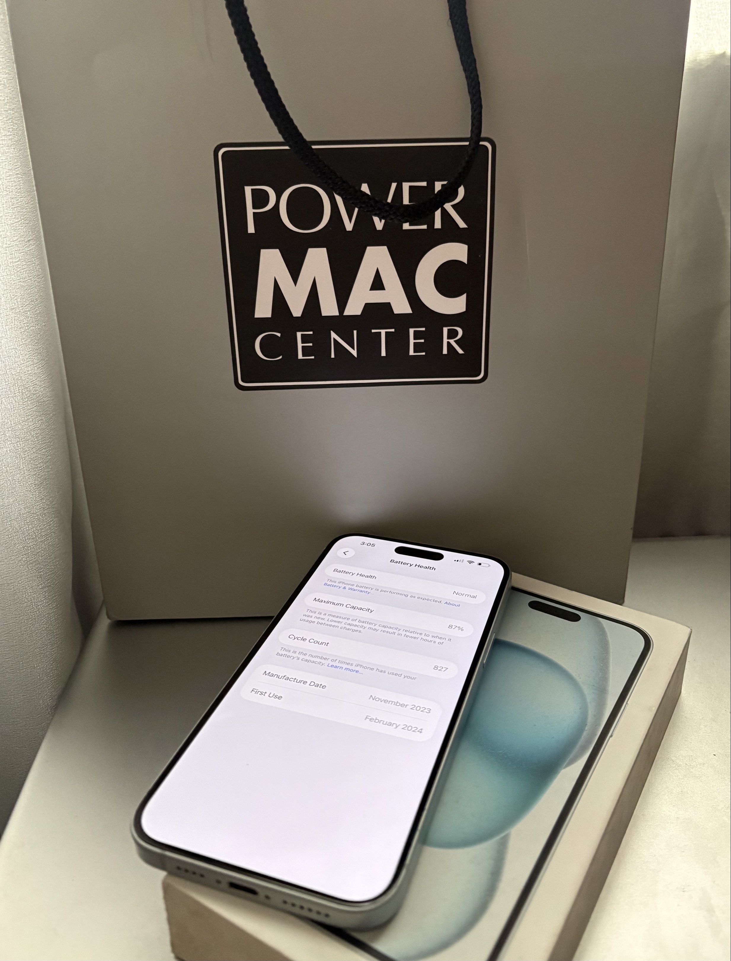 Iphone 15Plus (Category: iPhone 15 Series) located in Paranaque City. Submitted by decluaaa (Listing ID 1419664224, Image 3). Description: iPhone 15 Plus 128GB Bought at Power Mac 87% Battery Health 99% Smooth / Smoothness.