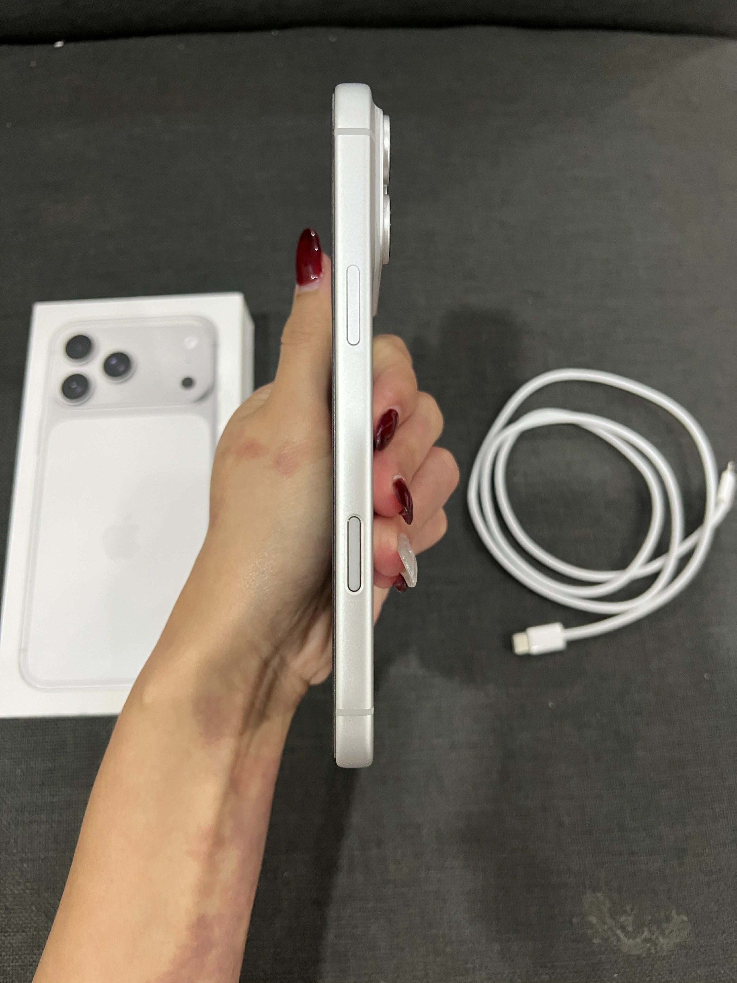 Iphone 17 pro max 512gb FU ESIM only (Category: iPhone 17 Series) located in Bulacan. Submitted by pmcnash (Listing ID 1419628550, Image 3). Description: FOR SALE ONLY - truetone and face id working - factory unlocked (openline) - us variant LL/A - pristine condition - 100bh 50+ cycle count - no history of repairs - unli check and reset ✅ unit / case / og box / cord 📍Malolos Bulacan.