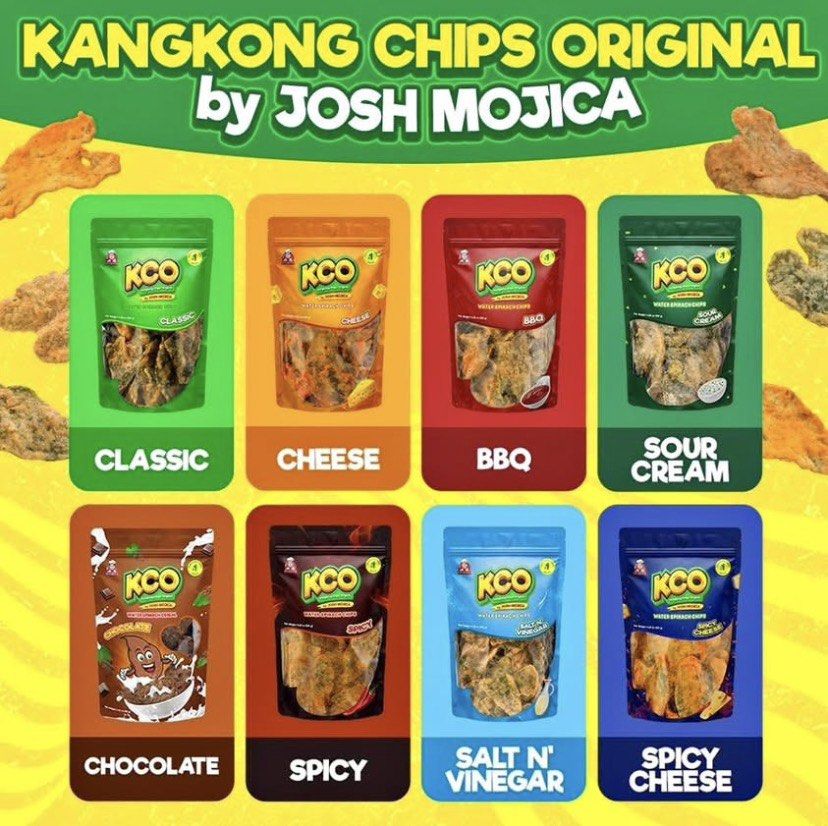 KCO Kangkong Chips Original - Various Flavors (Category: Packaged & Instant Food) located in Manila. Submitted by wiseshark-d8f6 (Listing ID 1419651918, Image 1). Description: - KCO Kangkong Chips: Delicious and crunchy water spinach chips. - Available Flavors: Classic, Cheese, BBQ, Sour Cream, Chocolate, Spicy, Salt N' Vinegar, Spicy Cheese. - Each pack: 100g. - Perfect for snacking or sharing. - Made by Josh Mojica..