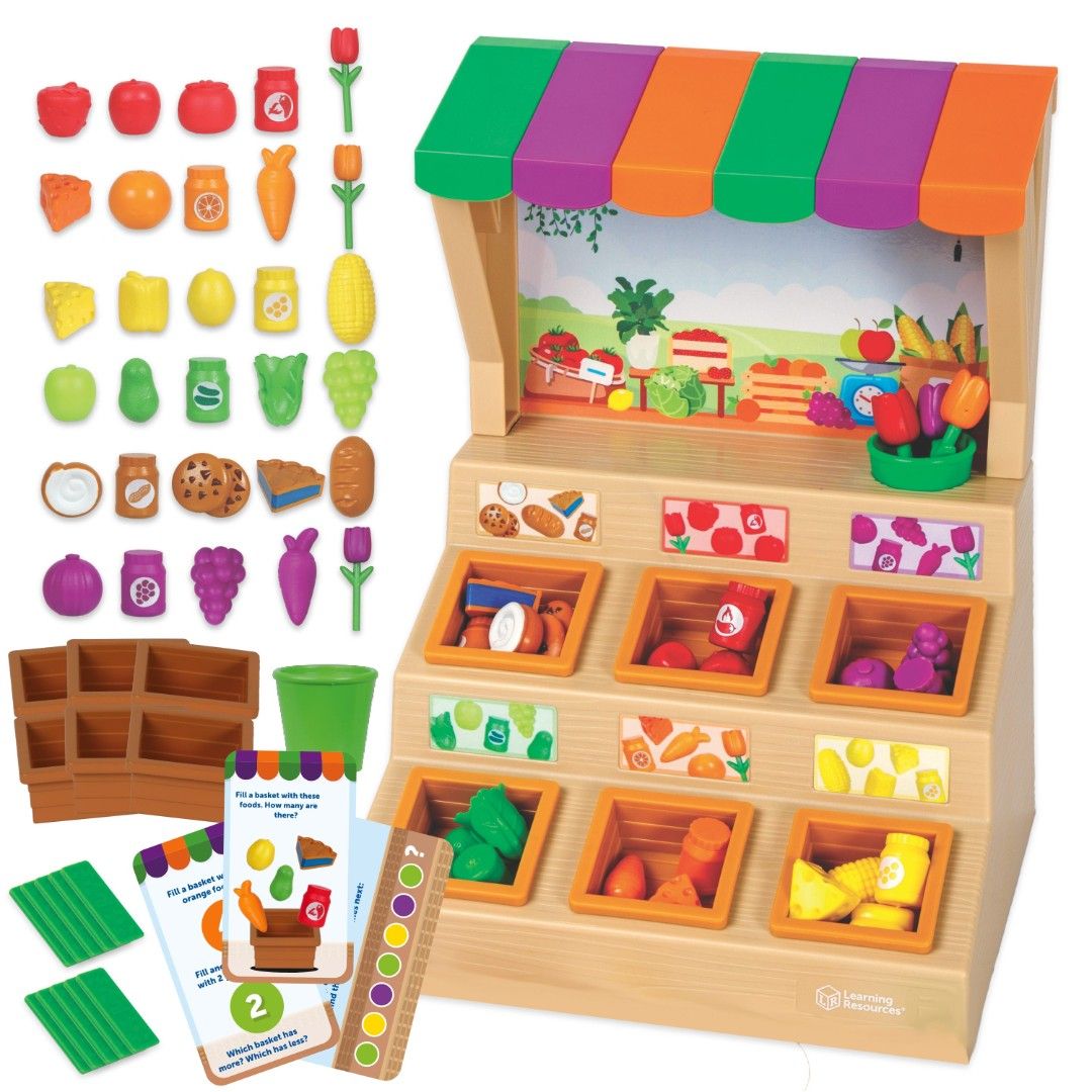 Learning Resources Mini Farmstand Sorting Set (Category: Educational & Learning Toys) located in Imus. Submitted by chie0308 (Listing ID 1419680631, Image 2). Description: - Mini Farmstand Sorting Set - Includes: Farmstand with drawer, flowerpot, 6 baskets, 30 mini foods/flowers, 10 money pieces, and 15 activity cards. - Develops counting, sorting, and color recognition skills. - Fun and educational!.