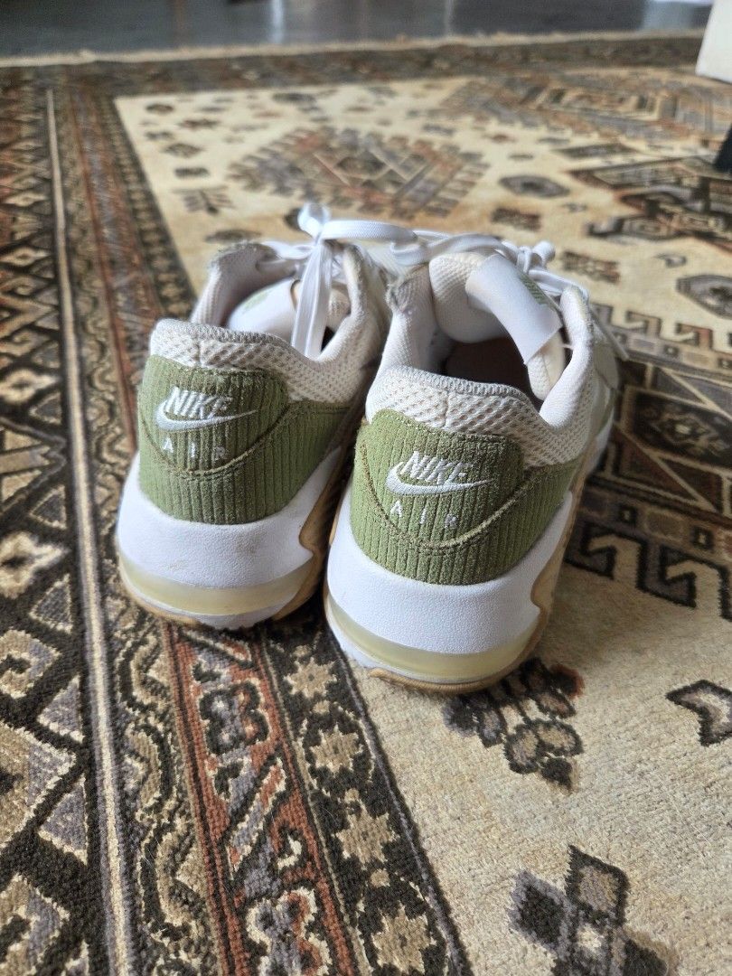 Nike Air Max (Category: Sneakers) located in Manila. Submitted by didst (Listing ID 1419598791, Image 3). Description: - Nike Air Max Womens - Color: Beige and Green - Size: US 6.5 - Upper: Mesh and Suede - Accents: White - Features Air Max branding and Nike logo.