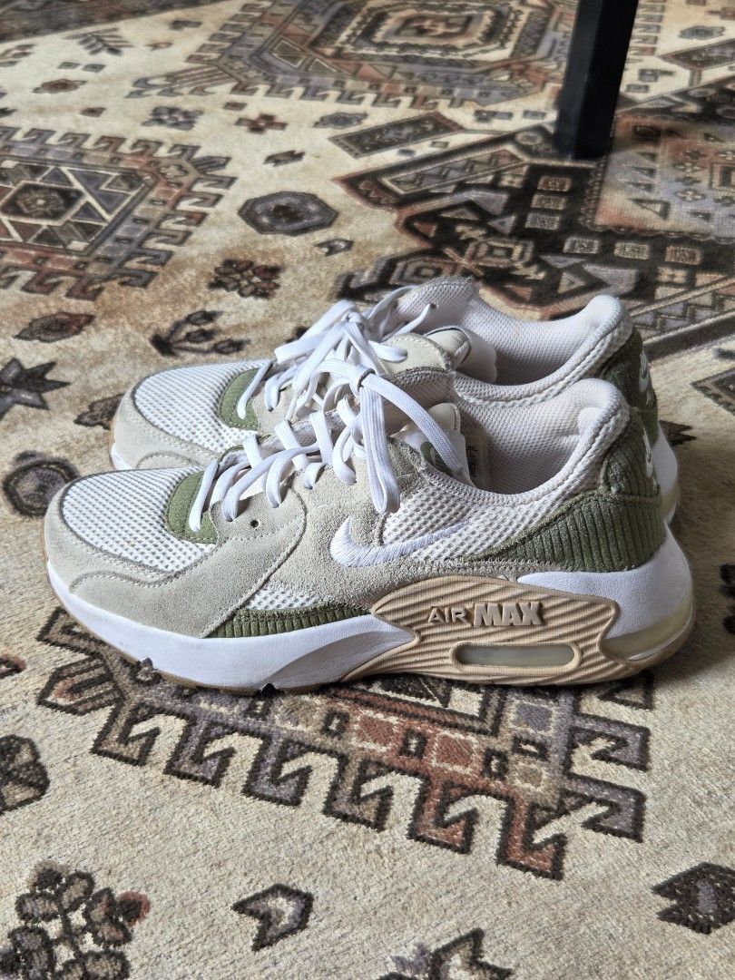 Nike Air Max (Category: Sneakers) located in Manila. Submitted by didst (Listing ID 1419598791, Image 1). Description: - Nike Air Max Womens - Color: Beige and Green - Size: US 6.5 - Upper: Mesh and Suede - Accents: White - Features Air Max branding and Nike logo.
