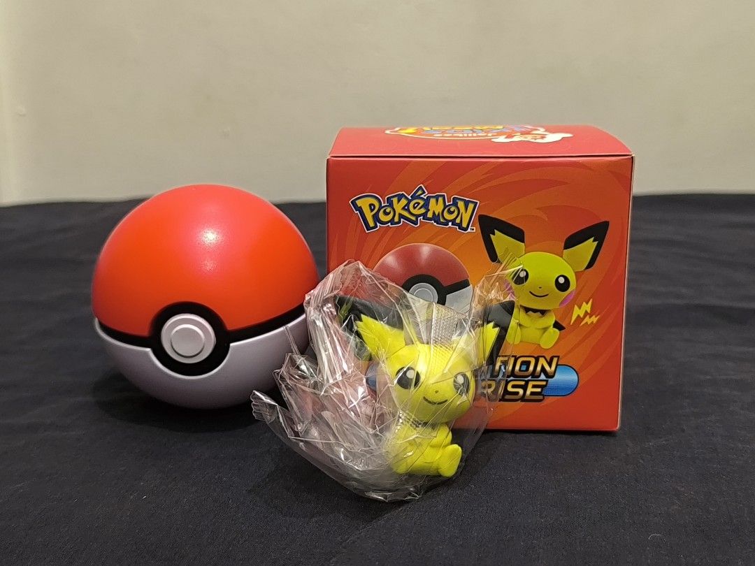 PICHU Jollibee Pokemon Evolution Surprise Blind Box (SEALED) (Category: Designer & Blind Box Toys) located in Manila. Submitted by beyond04 (Listing ID 1419712269, Image 1). Description: Set includes: - PICHU toy (sealed) - Pokeball - Original Jollibee box and pouch - TRADE with Pikachu, Psyduck, or Lucario.
