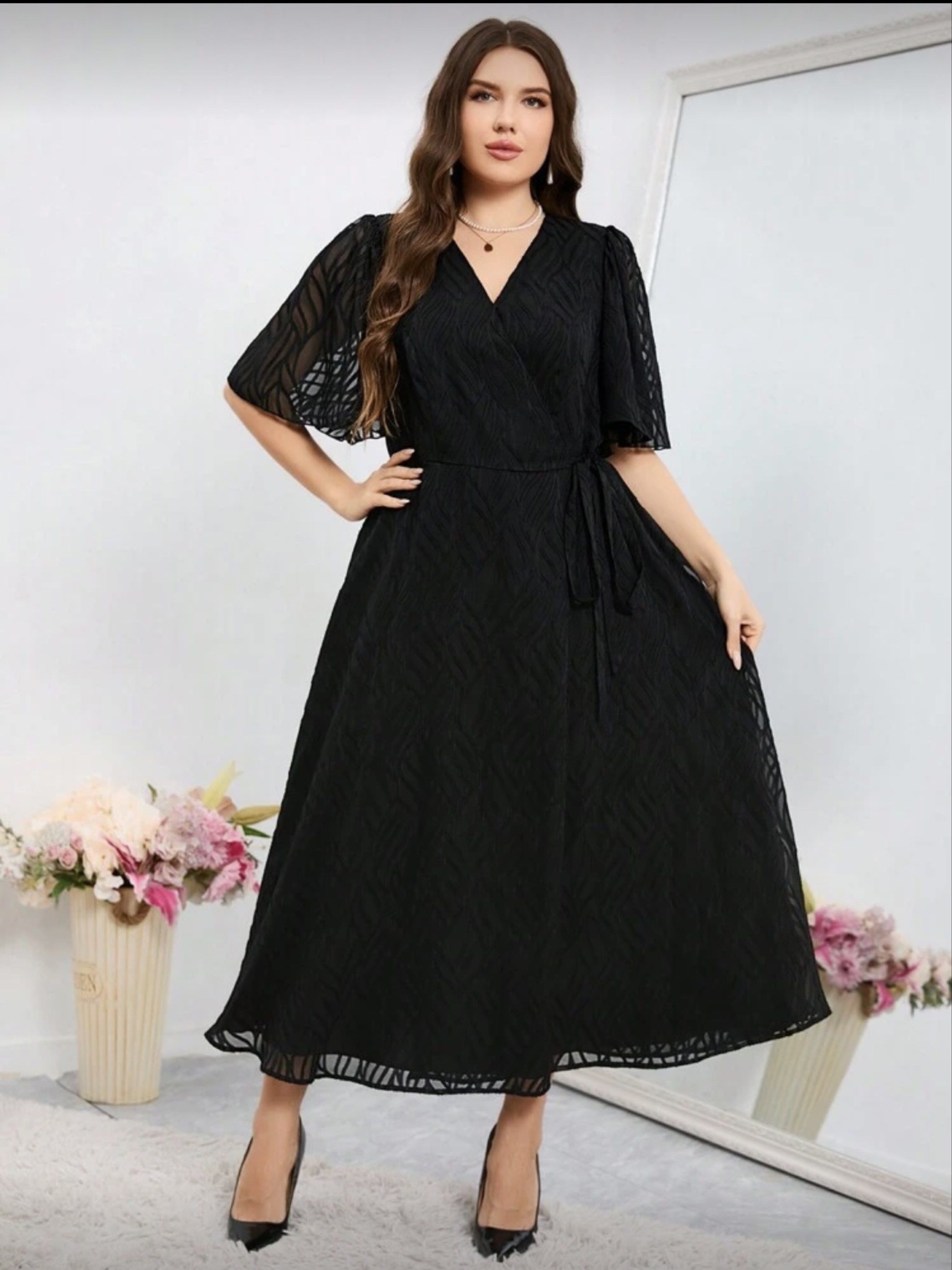 Plus Size Formal Dress (Black) (Category: Dresses) located in Pasig City. Submitted by cp0613 (Listing ID 1419614066, Image 3). Description: SRP PHP 1,100 used only once for a wedding when worn - 3rd photo dimensions - 4th photo RFS: will not use it anymore.