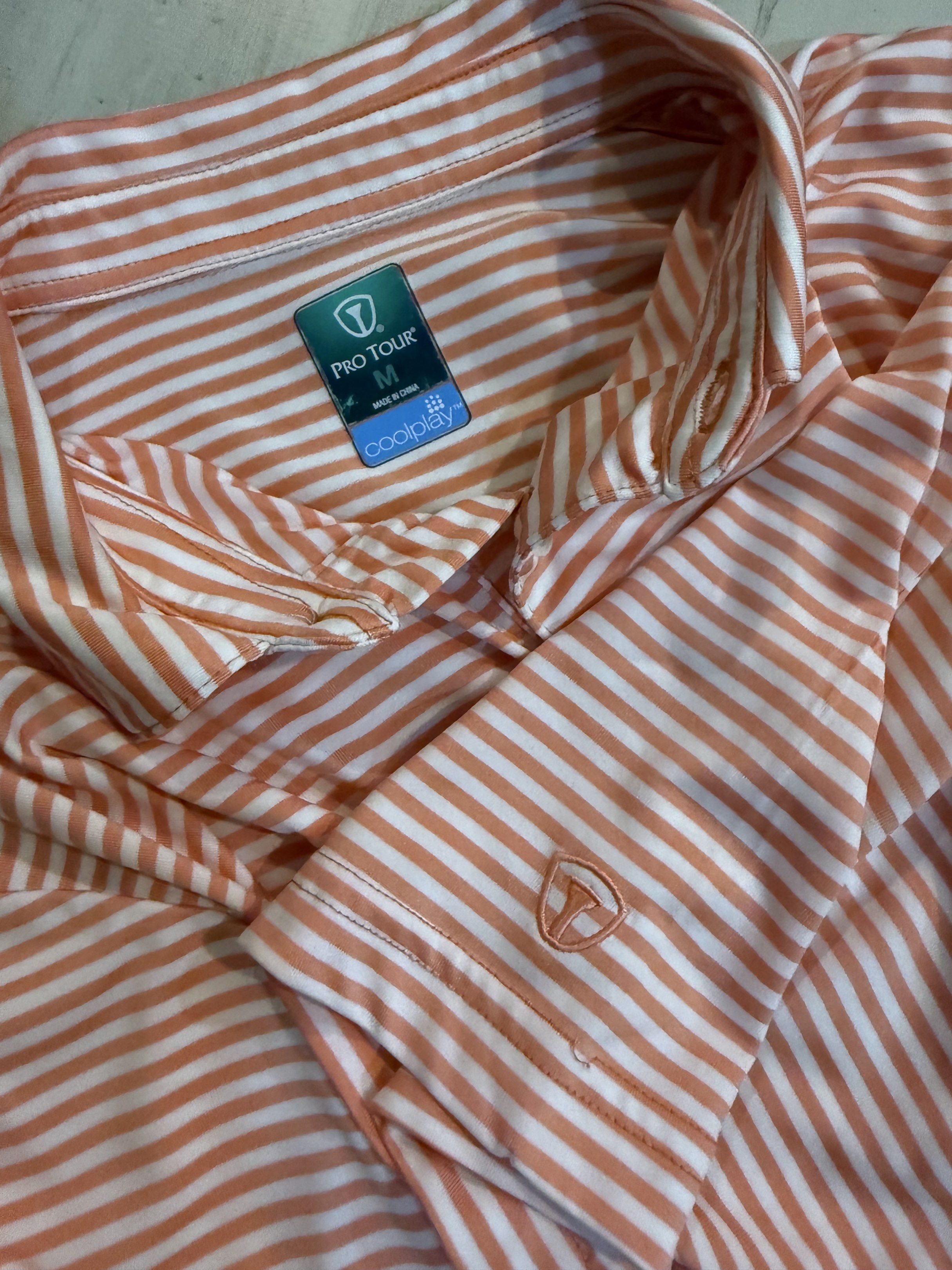 Pro Tour Striped Golf Polo Shirt - Medium (Category: Tshirts & Polo Shirts ) located in Bacolod City. Submitted by sunbird_collection (Listing ID 1419709331, Image 2). Description: used 8 - 10x .