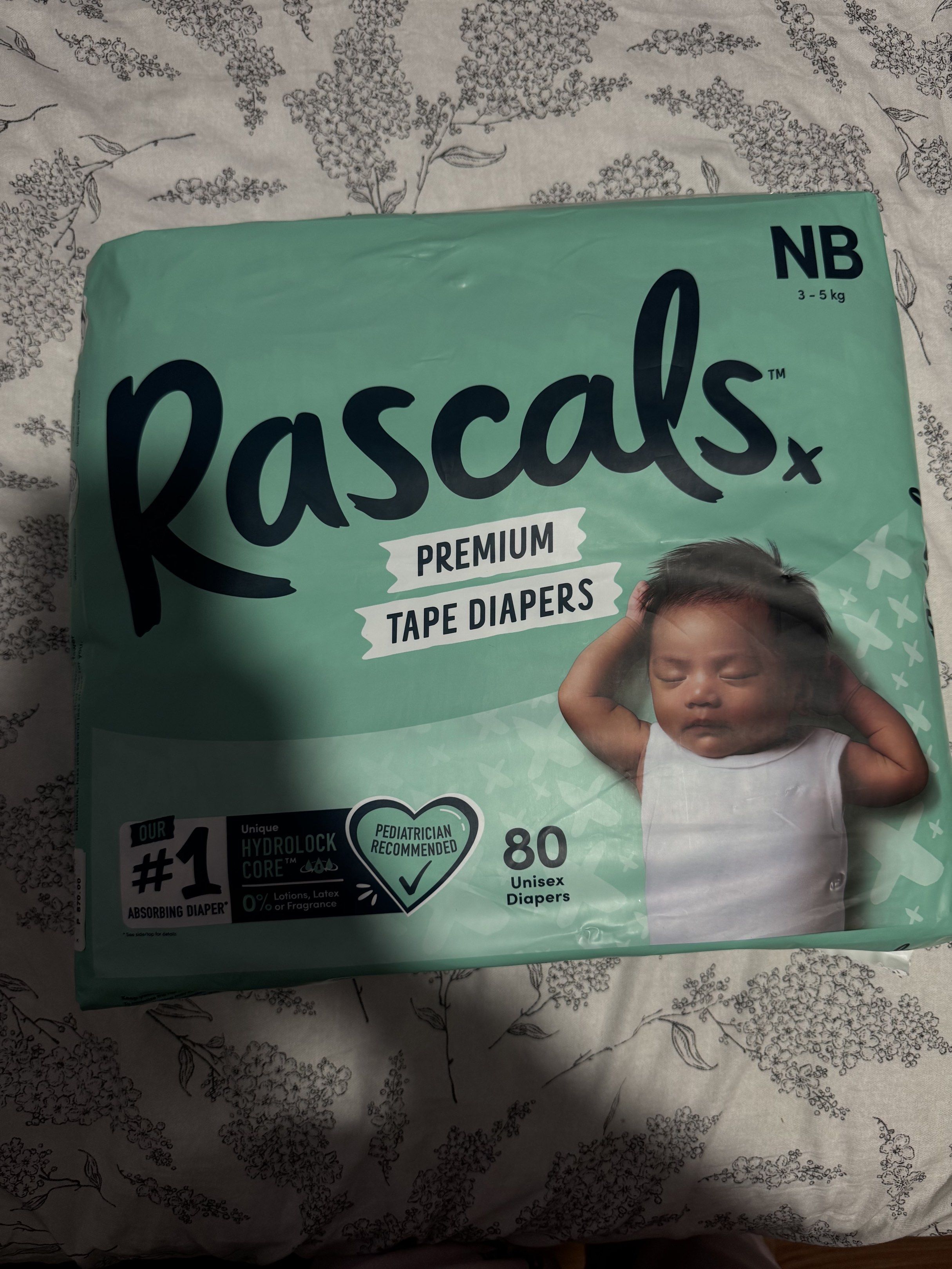 Rascal+ Premium Tape Diapers NB 80pcs (Category: Diapers & Baby Wipes) located in Caloocan City. Submitted by franscesca49639 (Listing ID 1419626330, Image 3). Description: - Rascal+ Premium Tape Diapers (Newborn size) - 80 pieces per pack - For babies weighing 3-5 kg - Up to 12 hours of leak protection - Dermatologist-tested - Features a hydro lock core - Stretchable high-back waistband.