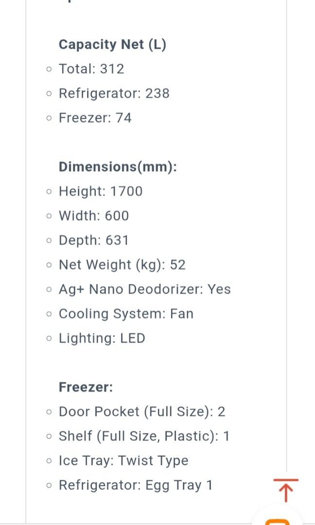Sharp Fridge (Category: Refrigerators & Freezers) located in Singapore. Submitted by 16g00dstuff (Listing ID 1410729049, Image 5). Description: Well-used fridge, working well. Inside already cleaned. Buyer need to arrange own transport. specification is at picture 5th & 6th.
