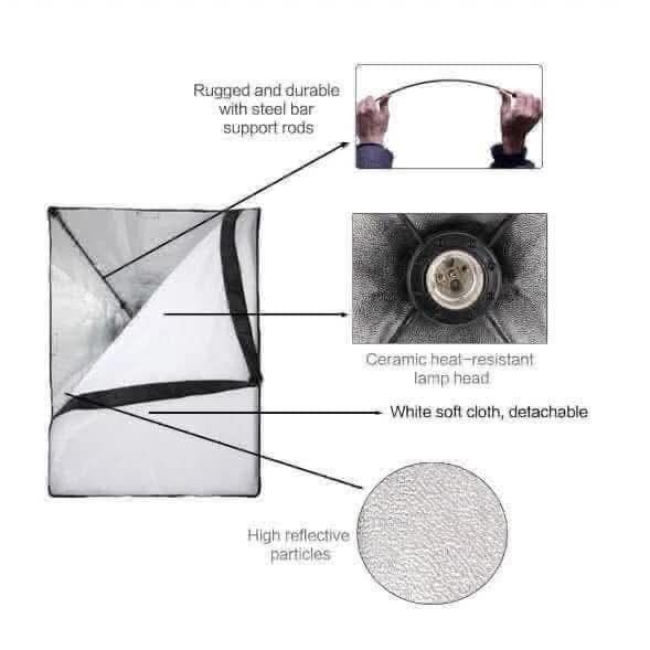 Softbox Lighting Kit with Stand and Bulb (Category: Lighting & Studio Equipment) located in Manila. Submitted by lyfrancois14 (Listing ID 1419627024, Image 2). Description: 890 php only Studio Lighting Softbox 50 * 70cm Photography Kit with 2m Light Stand and 45w Light Bulb.