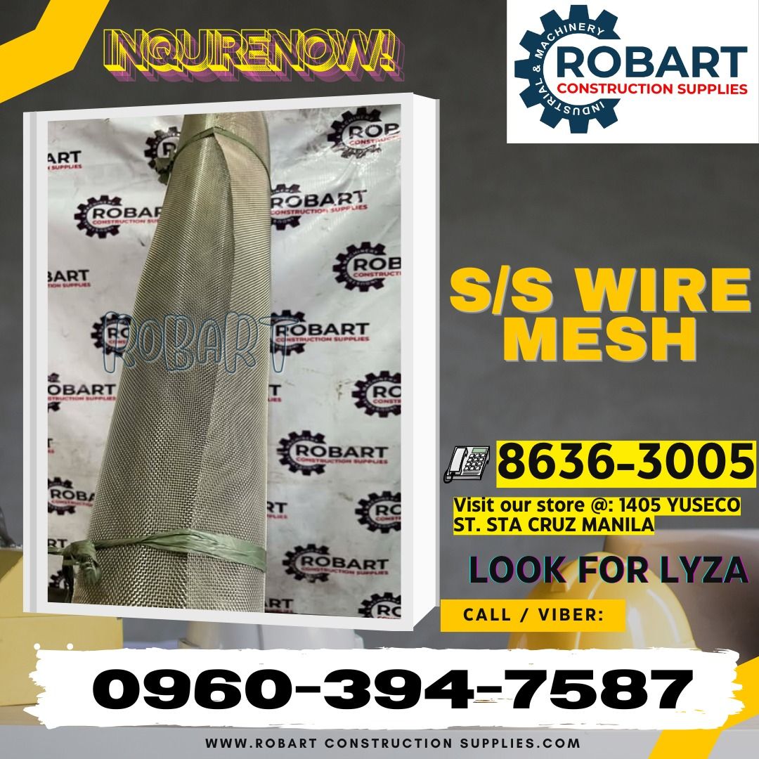 SS304 Wire Mesh (Category: Construction Tools & Equipment) located in Manila. Submitted by lyssarobart19xx (Listing ID 1419644027, Image 1). Description: SS304 Wire Mesh Size: 18 x 1mW Thickness: 0.3mm 𝑹𝑶𝑩𝑨𝑹𝑻 𝑪𝑶𝑵𝑺𝑻𝑹𝑼𝑪𝑻𝑰𝑶𝑵 𝑺𝑼𝑷𝑷𝑳𝑰𝑬𝑺 𝒪𝒻𝒻𝒾𝒸𝑒 𝒜𝒹𝒹𝓇𝑒𝓈𝓈: 𝟣𝟦𝟢𝟧 𝒴𝓊𝓈𝑒𝒸𝑜 𝒮𝓉. 𝒮𝓉𝒶 𝒞𝓇𝓊𝓏 𝑀𝒶𝓃𝒾𝓁𝒶 ꜱᴇɴᴅ ᴜꜱ ᴍᴇꜱꜱᴀɢᴇ ꜰᴏʀ ɪɴQᴜɪʀɪᴇꜱ ‼️ ‼️ ɢʟᴏʙᴇ: (0966-827-7091) ꜱᴍʀᴛ - (0960-394-7587) ᴠɪʙʀ - (0960-394-7587) ʟᴀ