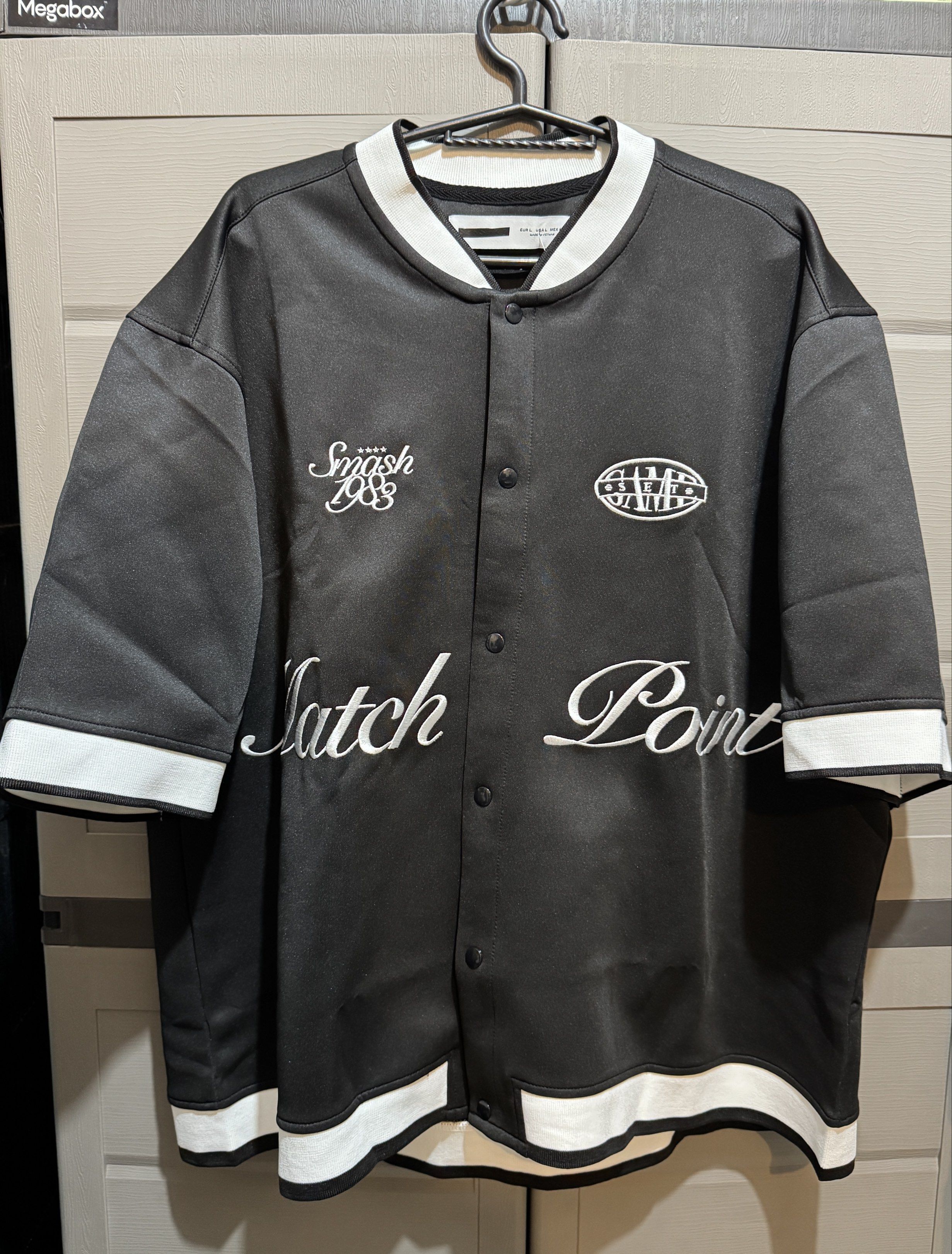 Surplus Match Point Oversized Crop Baseball Shirt - Size L (Category: Tshirts & Polo Shirts ) located in Manila. Submitted by prcsabby (Listing ID 1419672939, Image 1). Description: No asking for last price please! - Brand new, never used - White accents on collar, sleeves, and hem - Front print: "Smash 1986" and "Match Point" - Button-up closure - Size: L - Bought from SM Surplus Online RFS: Size is too big for my liking :(.