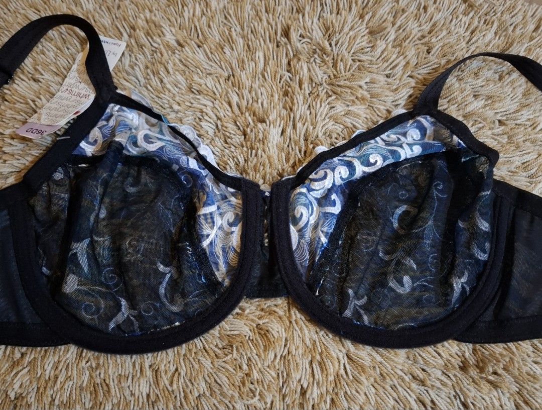 Whimsy by Lunaire Bra 36DD (Category: Undergarments & Loungewear) located in Rizal. Submitted by kline13 (Listing ID 1419696279, Image 3). Description: - Brand: Beautiful Whimsy by Lunaire - Size: 36DD - Design: Blue and teal patterned - Features: Adjustable black straps, hook-and-eye closure - Condition: Brand new with tag - Made in Thailand.