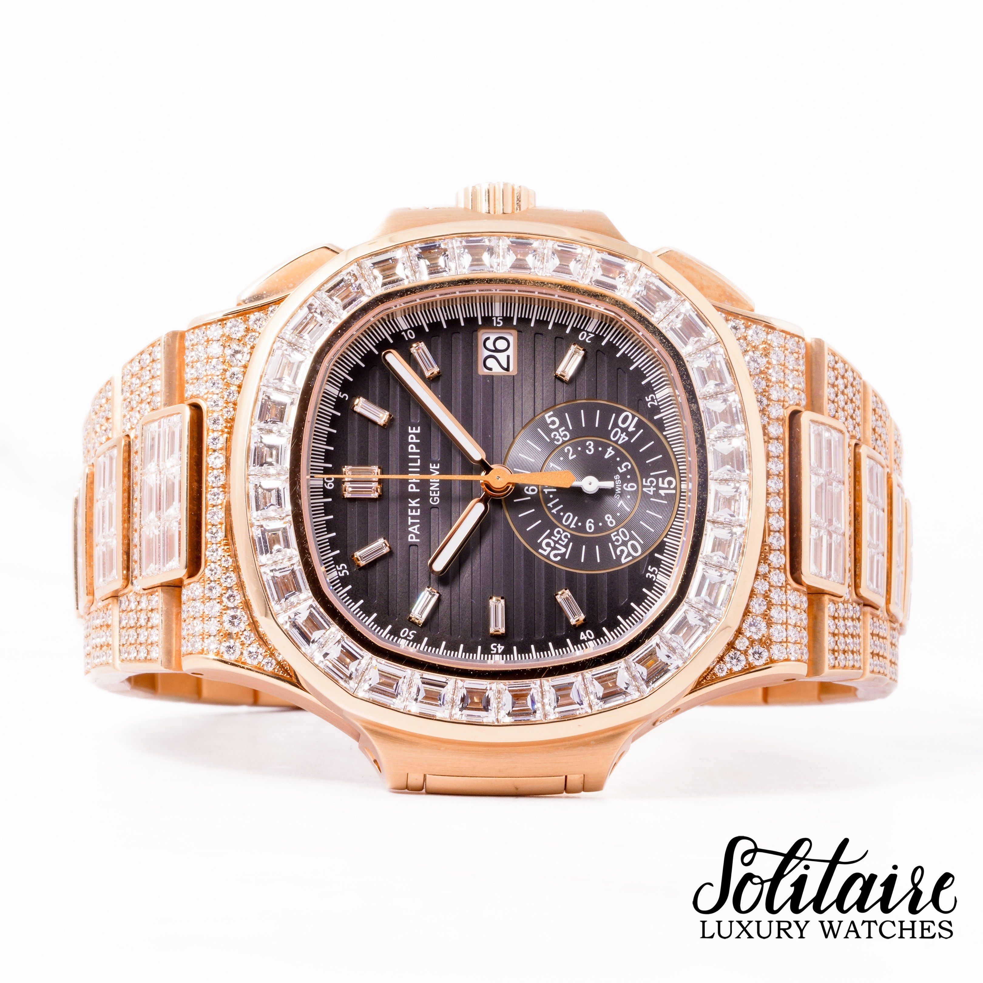 2019 LIKE NEW Patek Philippe Nautilus Diamond Baguette RoseGold 5980/1400R (Category: Watches) located in Singapore. Submitted by solitaire.luxury (Listing ID 1419861040, Image 1). Description: Subscribe now for Monthly Mega Sale at our Tele : https://bit.ly/Solitaireluxury Brand : Patek Philippe Model : 5980/1400R Condition : LIKE NEW Dated : 2019 Warranty : 1 Year Inhouse Warranty Box : Included Papers/Certification : Included Size (Diameter) :
