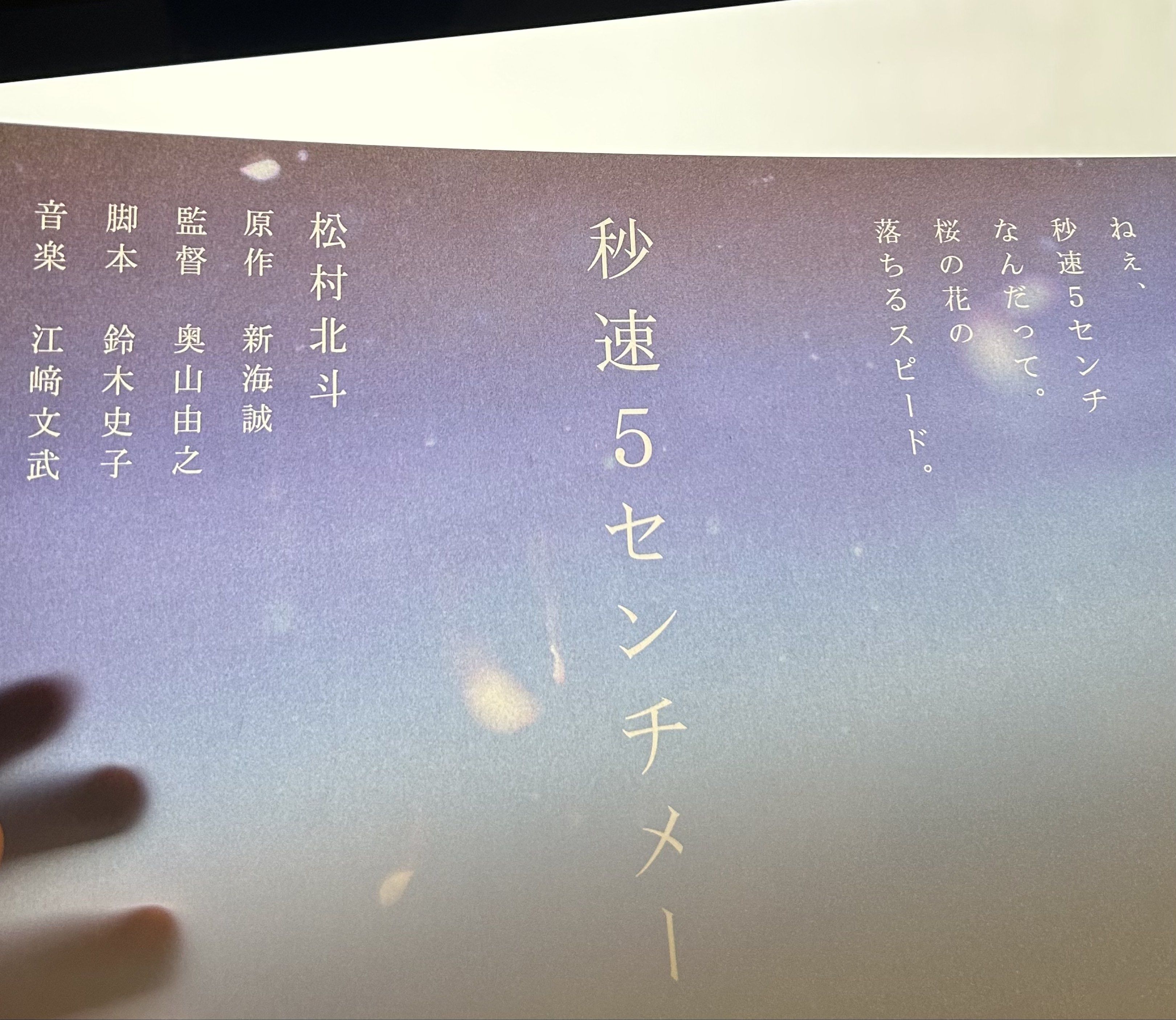 真人版秒速5厘米🌟首4日限定入場特典🌟A3半透明珍藏日版海報Poster1張