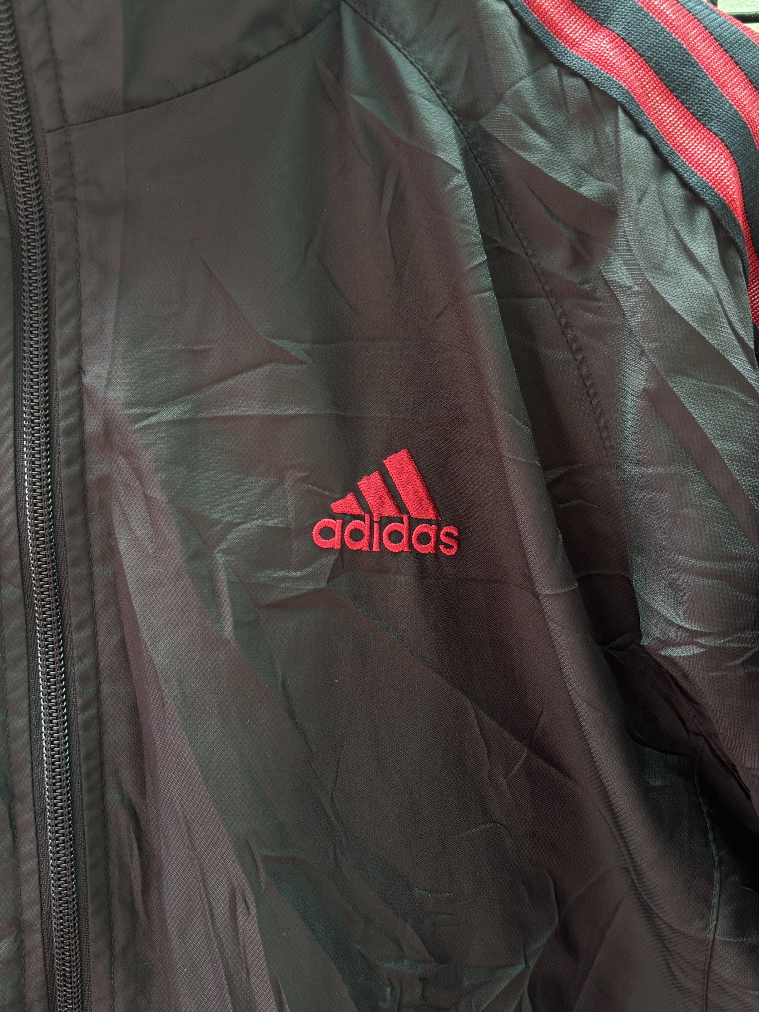 Adidas ClimaProof Windbreaker Jacket (Category: Coats, Jackets and Outerwear) located in Bulacan. Submitted by vckssn (Listing ID 1419862855, Image 2). Description: dimensions: 23 width 27 length best fit large-xl embroidery logo solid 3 lines side tape complete tags issue: medyo maluwag ribbings color rate: 9.5/10.