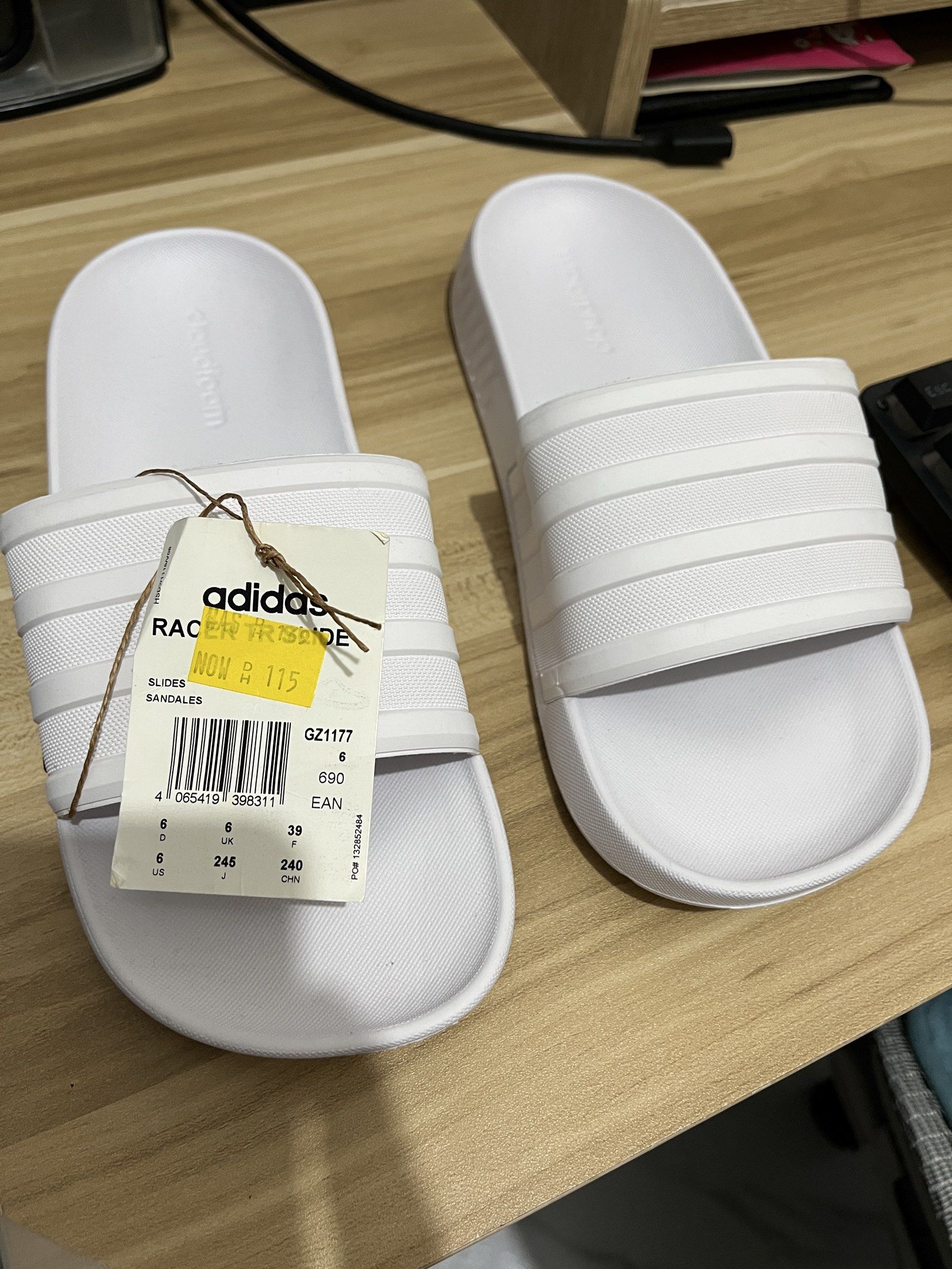 Adidas Racer TR Slide Sandals - White (Category: Flats & Sandals) located in Santa Rosa. Submitted by skinticket888 (Listing ID 1419871958, Image 2). Description: Adidas Racer TR Slide sandals Color: White Size: US 6, UK 6, EUR 39, JPN 245 Features cloudfoam footbed Adidas logo and three stripes Bought in Dubai (See pic w/ original price on tag) ₱1,000 Rfs: medical needs 🙏🏻 Meet up: petron laguna bel-air 2 santa rosa laguna Lalamove: buyer will